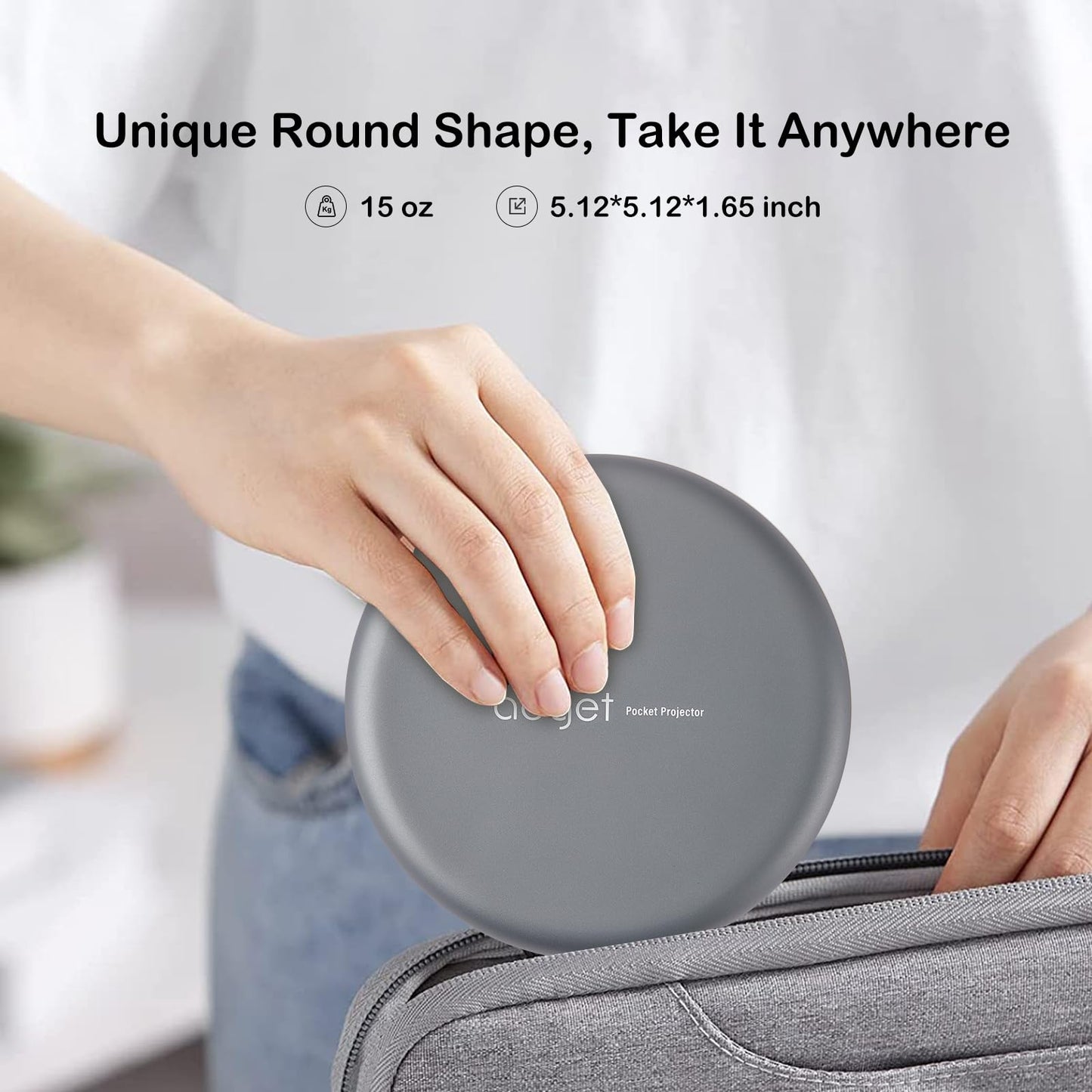 Adget iSpace2 Mini proyector inteligente, proyector portátil 1080P con WiFi y Bluetooth, altavoz Bluetooth de 360°, trípode incluido, proyector de bolsillo recargable Android 9.0 para uso en