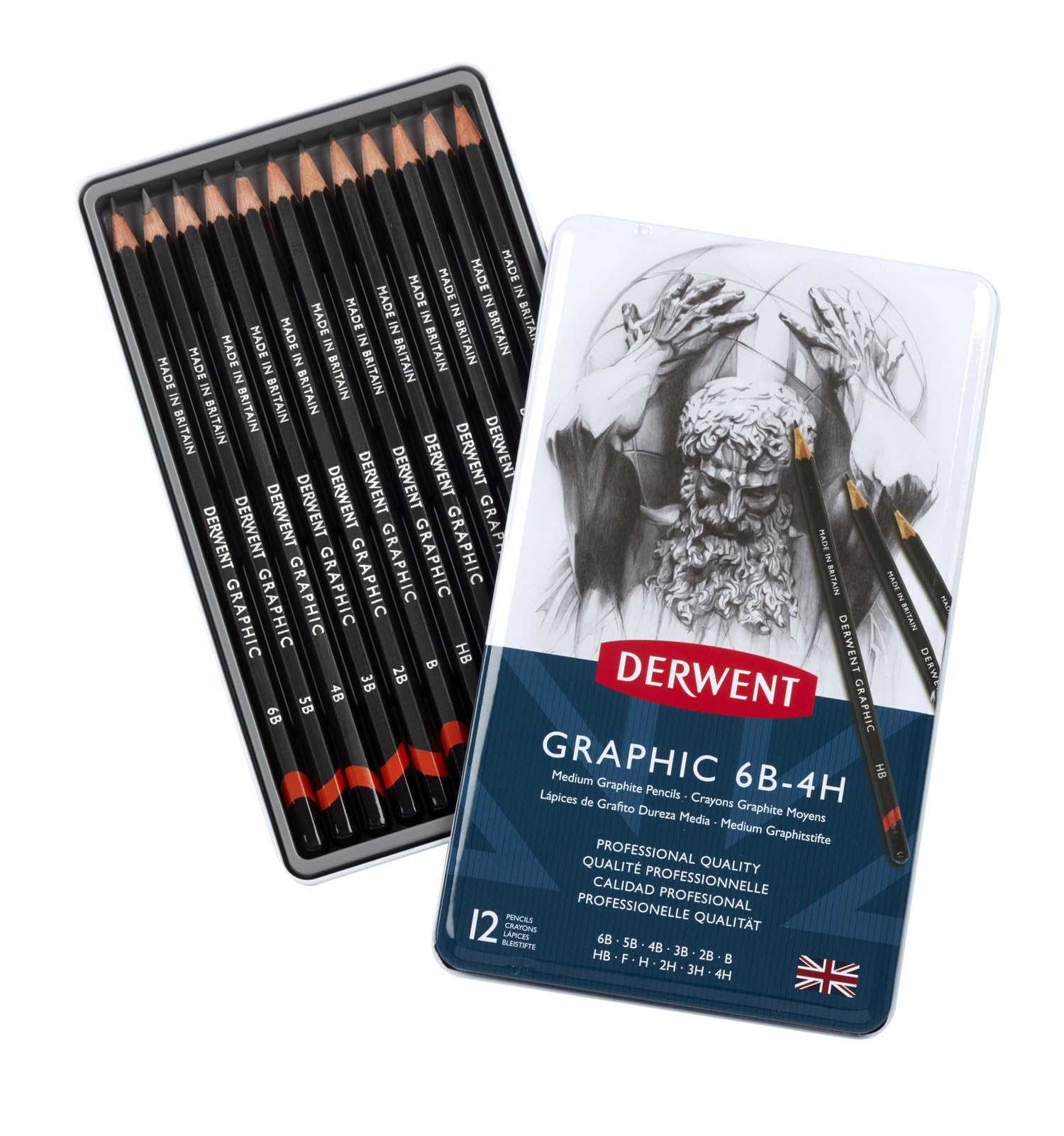 Derwent - Lápices gráficos, 12 unidades, Gris, Mediano