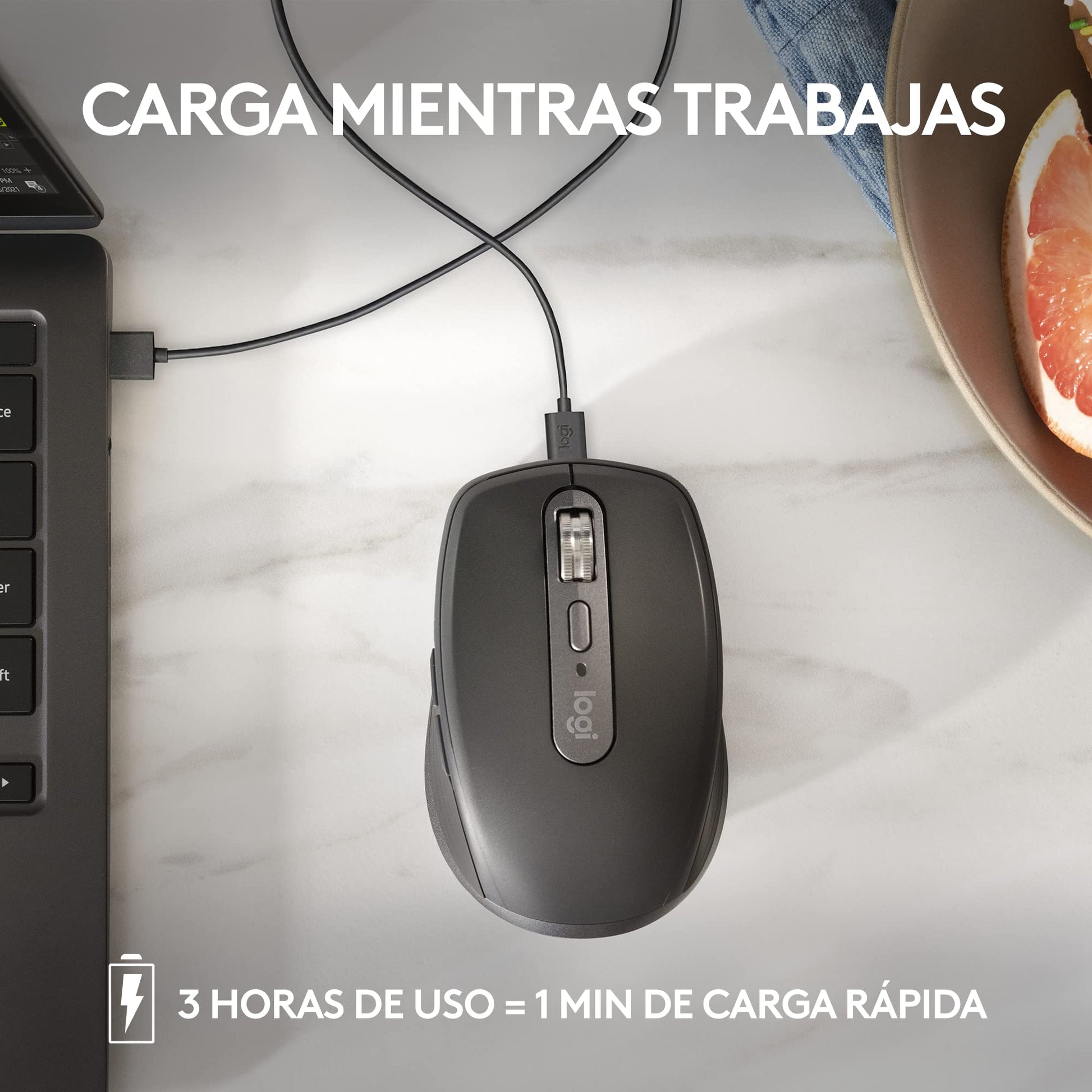 Logitech MX Anywhere 3S Compact Mouse inalámbrico, Desplazamiento Veloz en Todos Lados, dpi 8K, silencioso, Botones programables, USB C, Bluetooth, Windows PC, Linux, Chrome, Mac - Paleo Grey