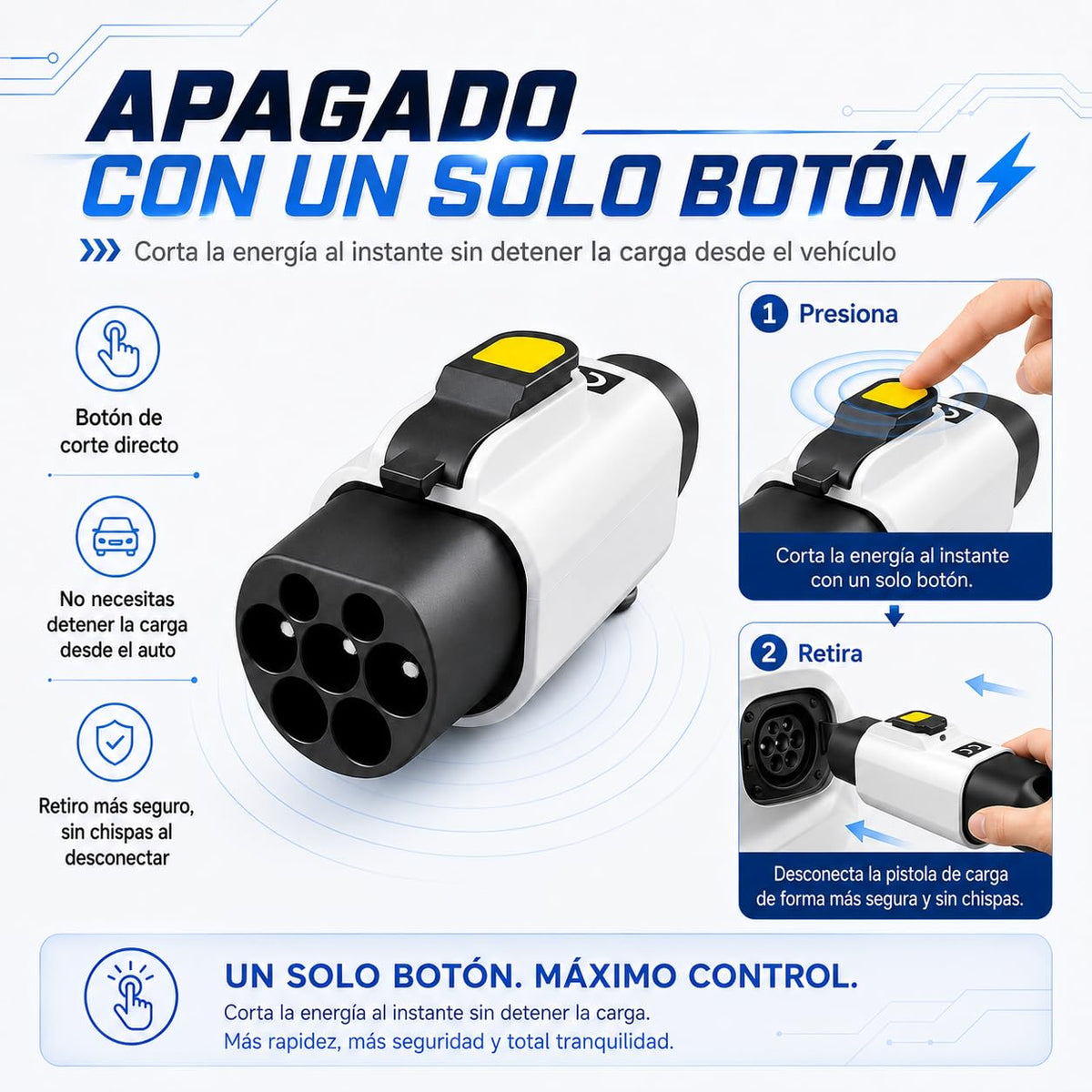 Adaptador de Carga AHFWGY Negro con Candado de Seguridad para Coches Eléctricos