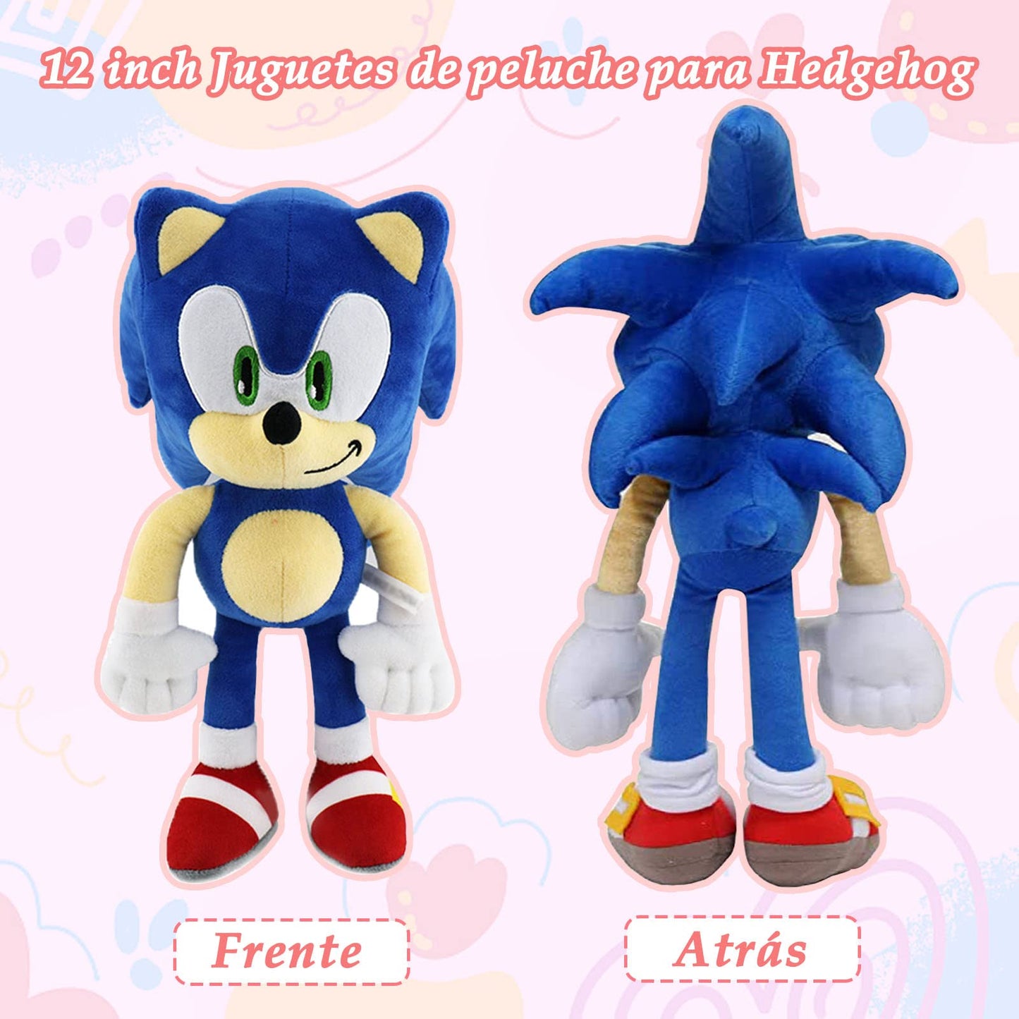 Juguetes de peluche para Hedgehog,12 pulgadas personajes de dibujos animados,Juguete de Peluche Suave para Sala de Estar,Oficina,Coche,Regalos navideños perfectos Para Niños y Niñas (Azul)