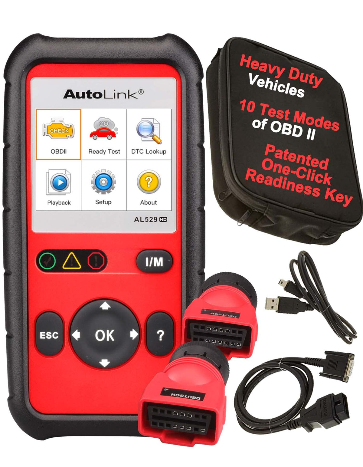 Escáner OBD2 Autel Autolink AL529HD Servicio Pesado Recuperación de Código Vin y Prueba de Monitor Obdii