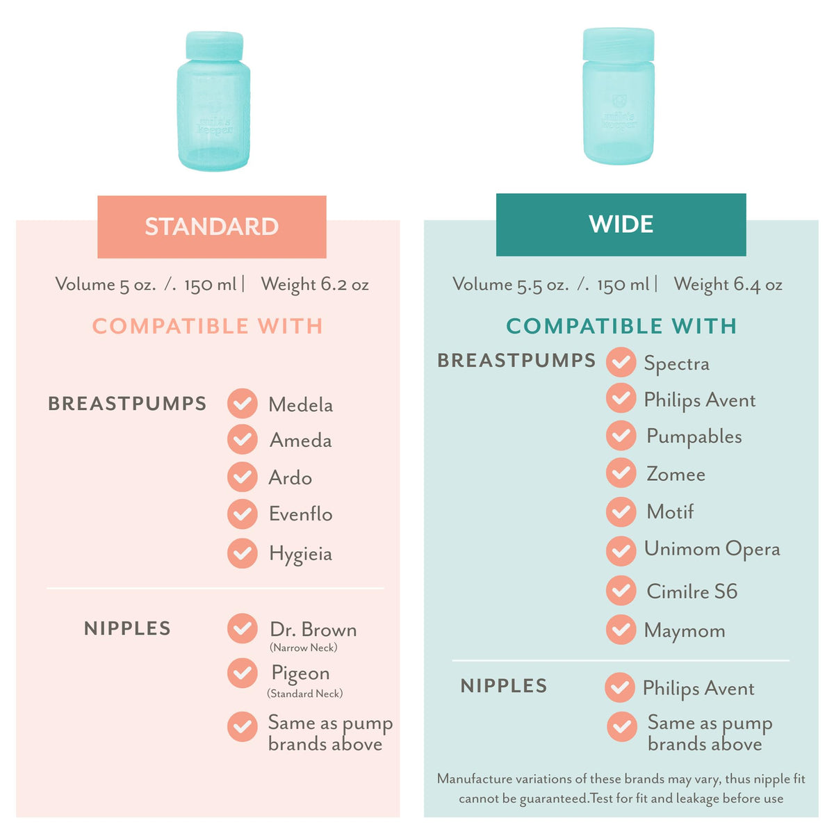 Mila's Keeper - Botellas de almacenamiento de leche materna de silicona premium, para bombeo, almacenamiento y alimentación, se adapta a bombas y pezones líderes, recipientes de almacenamiento de