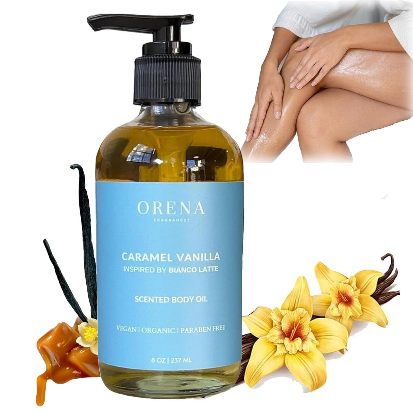 Orena Body Oil Caramel Vanilla, Vanilla Body Oil, Orena Body Oil, Orena Fragrances Body Oil Caramel Vanilla, Body Oil After Shower (1pcs)