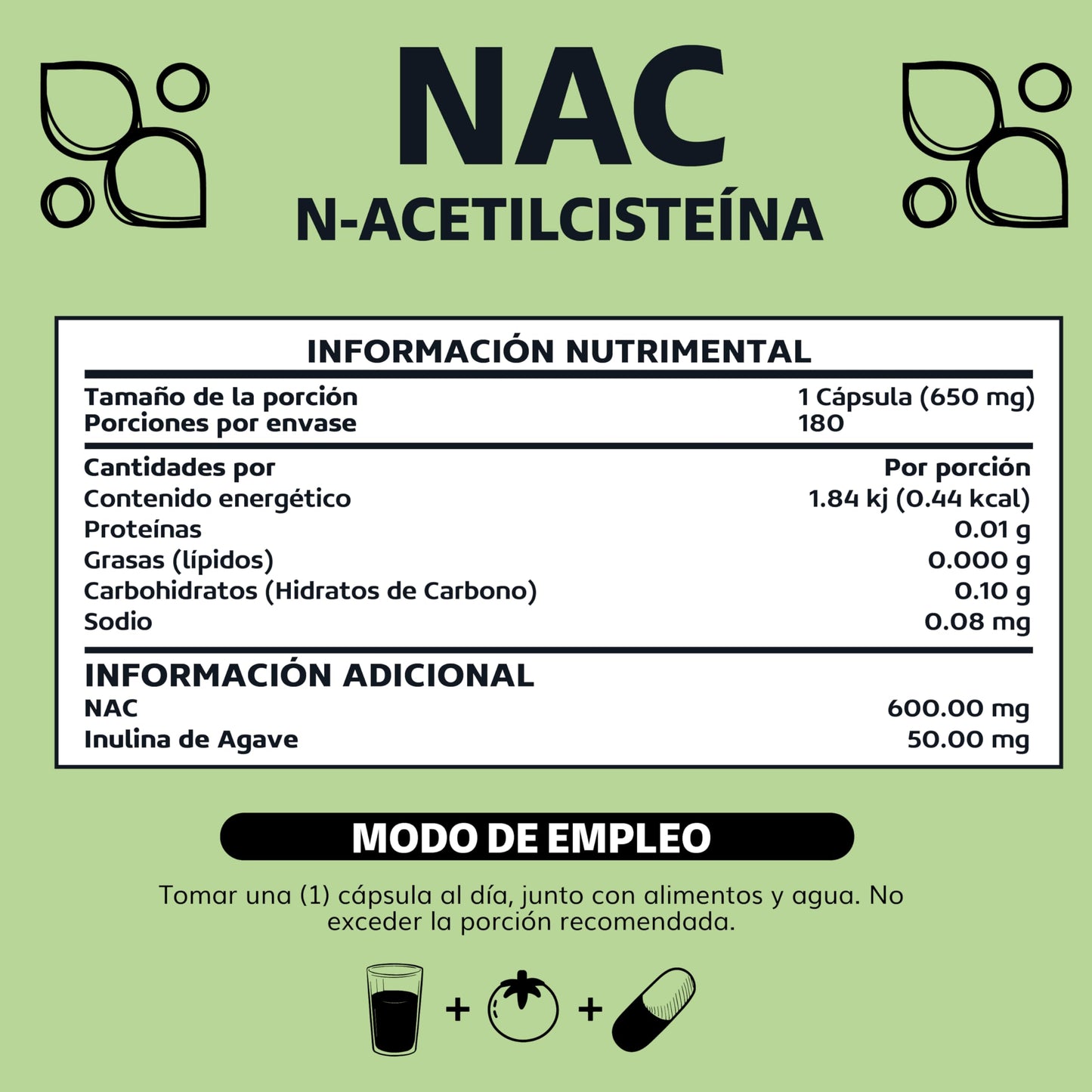 Beyond Vitamins | NAC N-Acetil Cisteína 600mg ultra-premium con Inulina de Agave | N-Acetyl Cysteine (180 Cápsulas)
