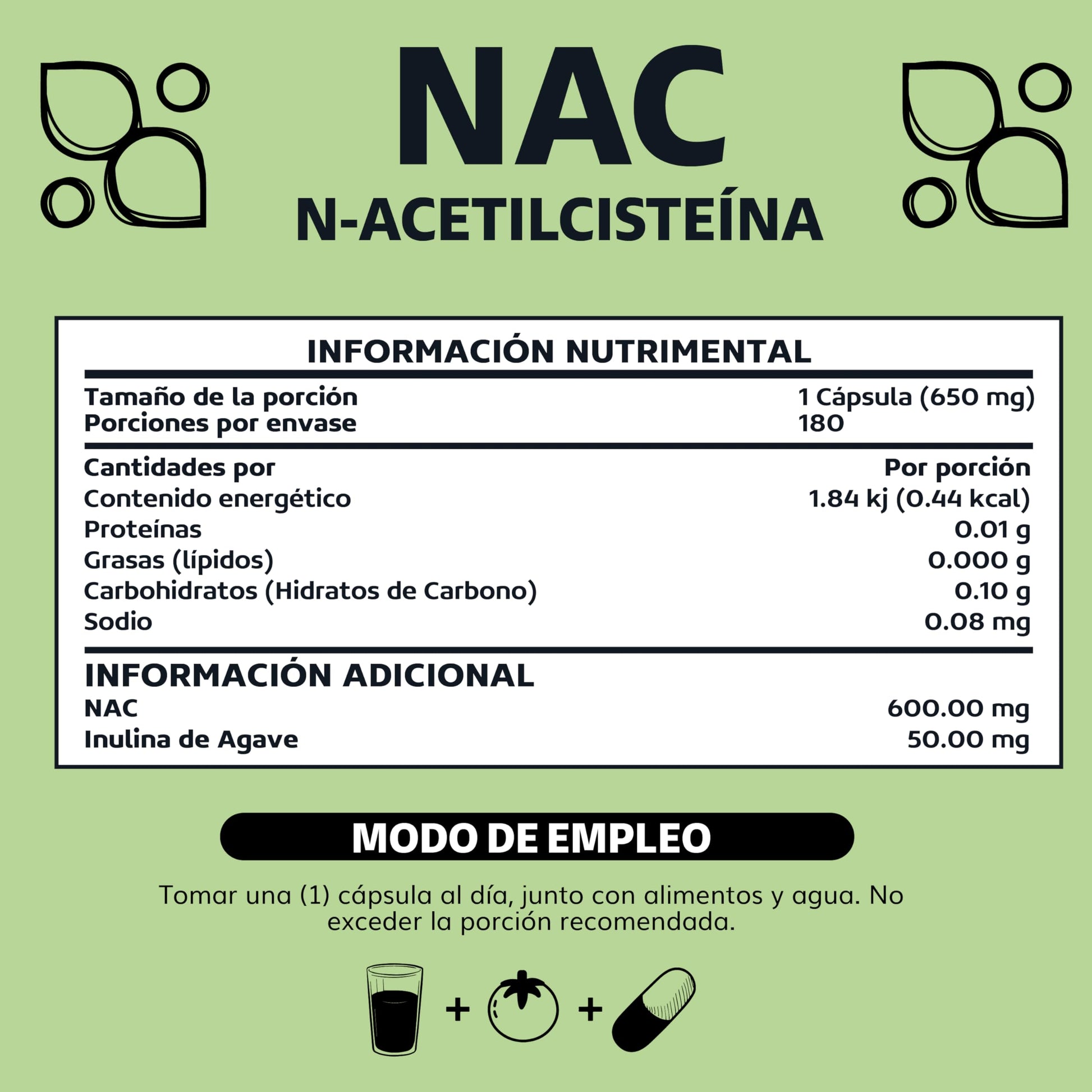 Beyond Vitamins | NAC N-Acetil Cisteína 600mg ultra-premium con Inulina de Agave | N-Acetyl Cysteine (180 Cápsulas)
