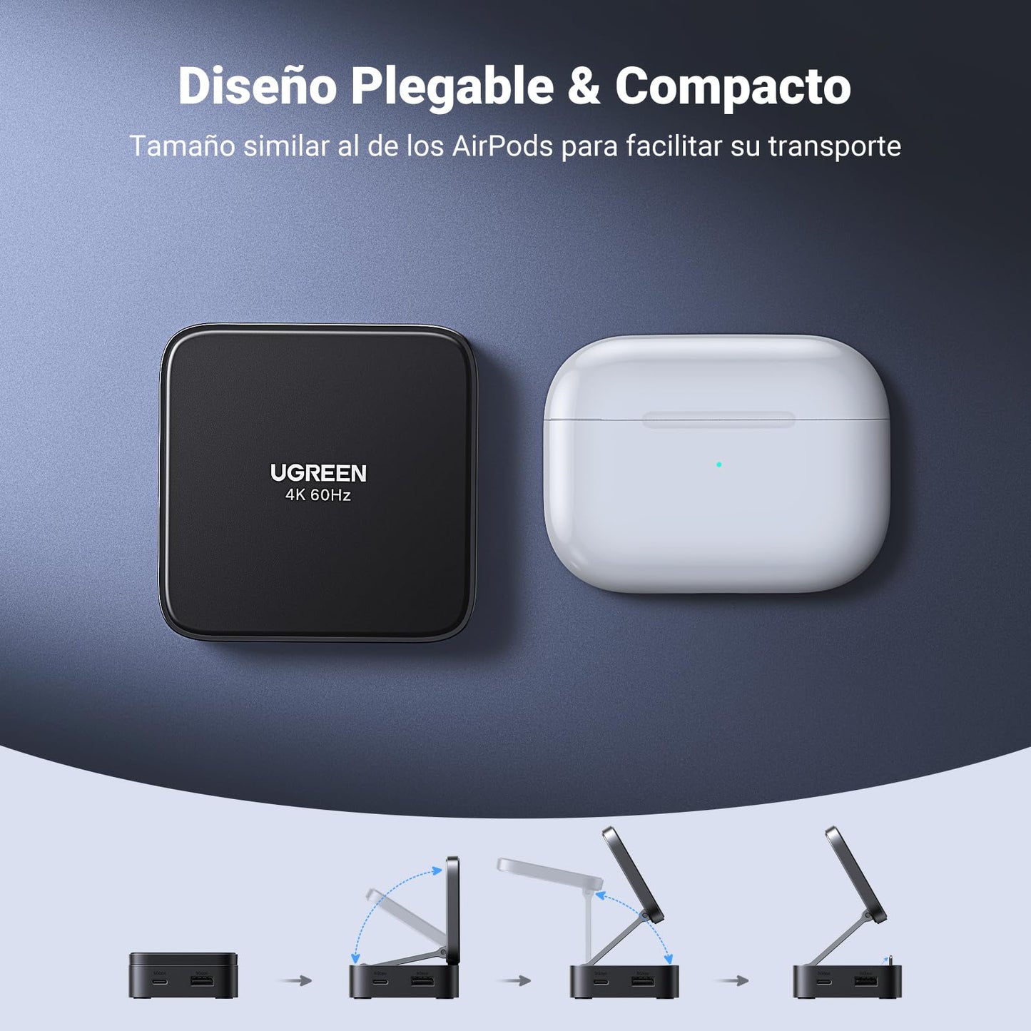 Hub USB C UGREEN Plata con Adaptador Magnético HDMI 4K y Carga PD 100W para Celular