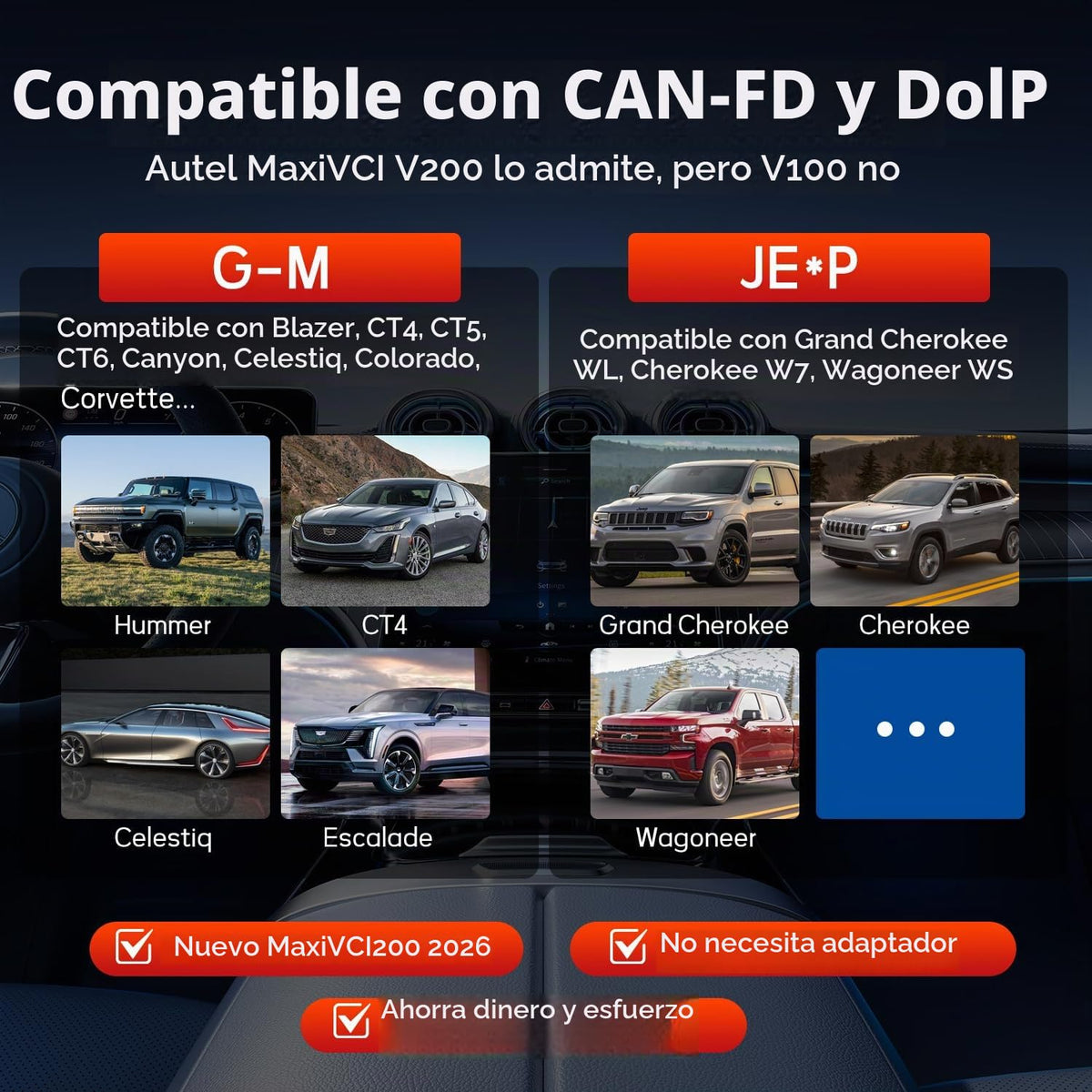 Interfaz de Comunicación Vehicular Autel MaxiVCI V200 Bluetooth Inalámbrico
