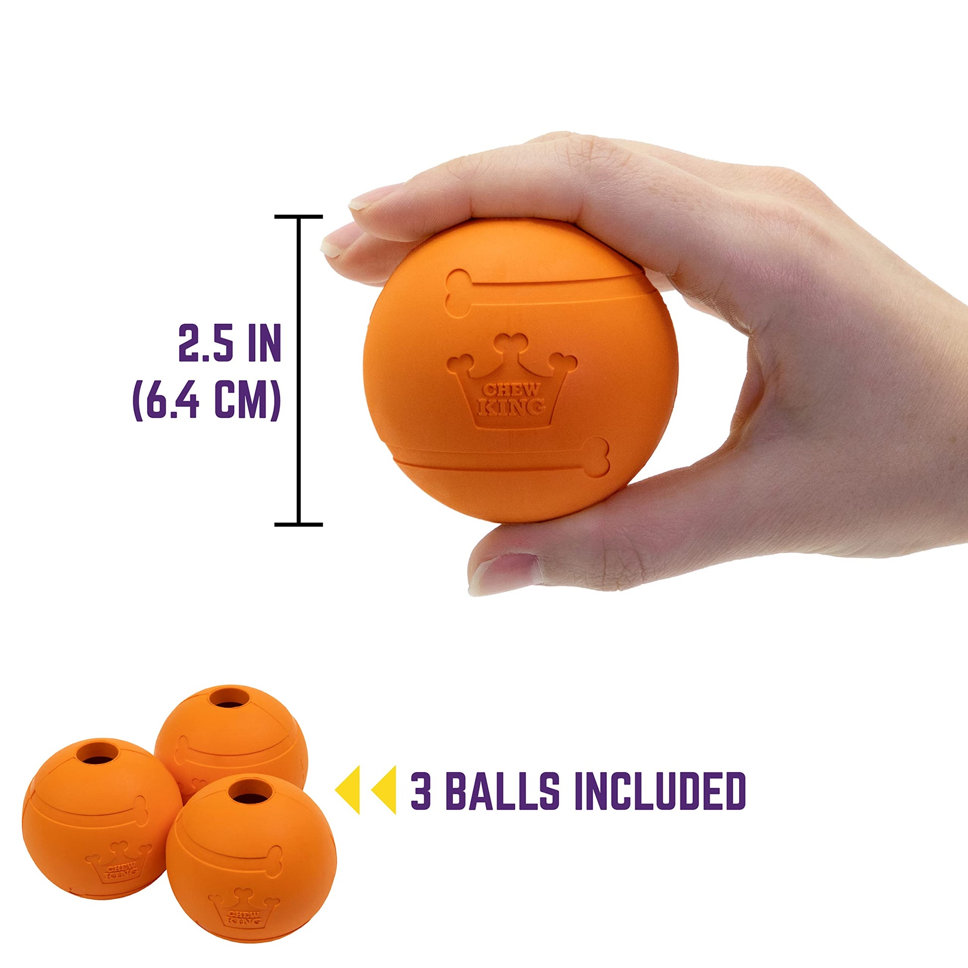 Chew King Bolas de Goma con Sabor a Tocino de 2.5 Pulgadas, Paquete de 3