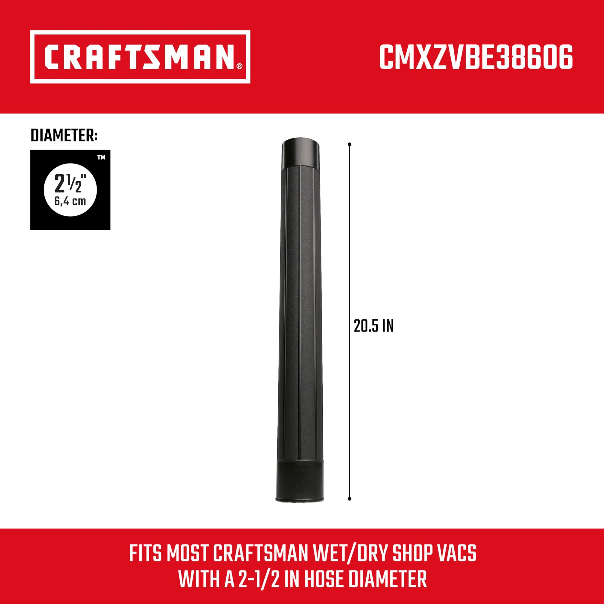 CRAFTSMAN CMXZVBE38606 2-1/2 pulgadas. Varita de extensión para aspiradora húmeda/seca