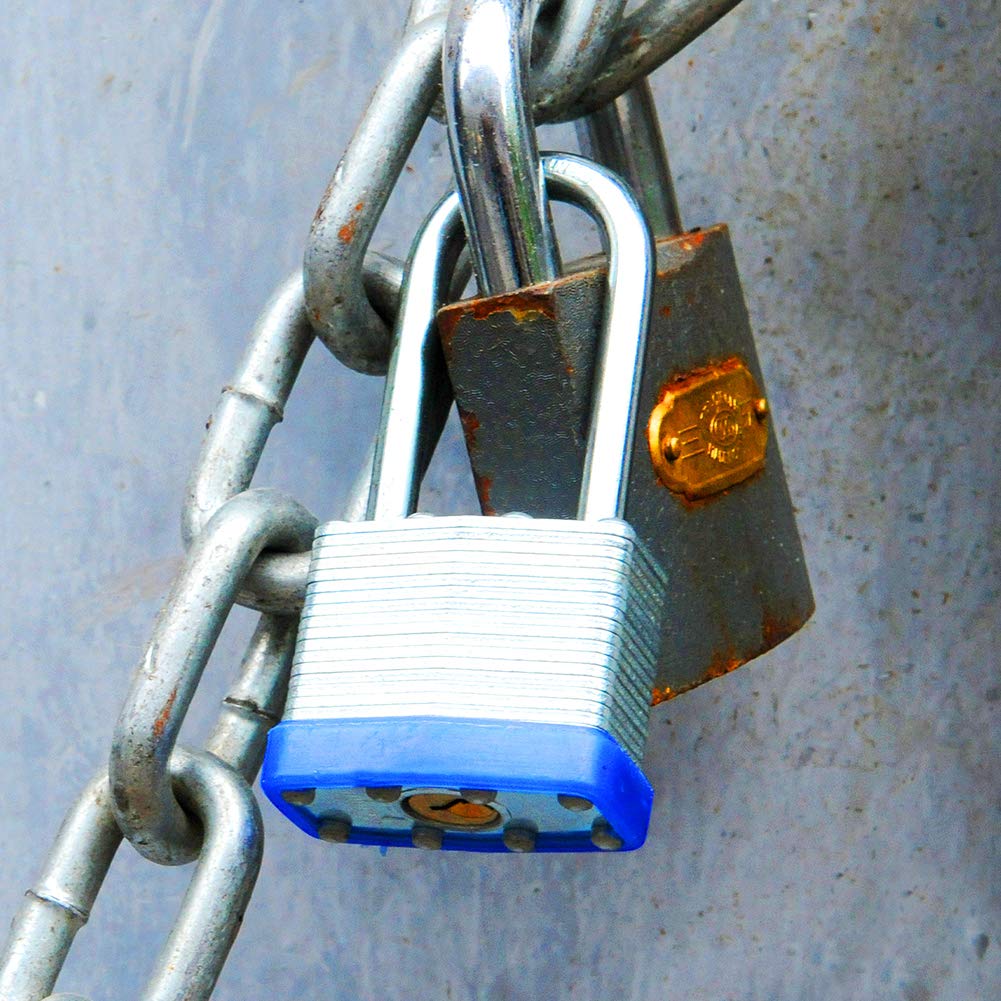 Candados Laminados SEPOX Acero Resistente Grillete Largo 40 mm Paquete de 20 Unidades con Llaves Grandes