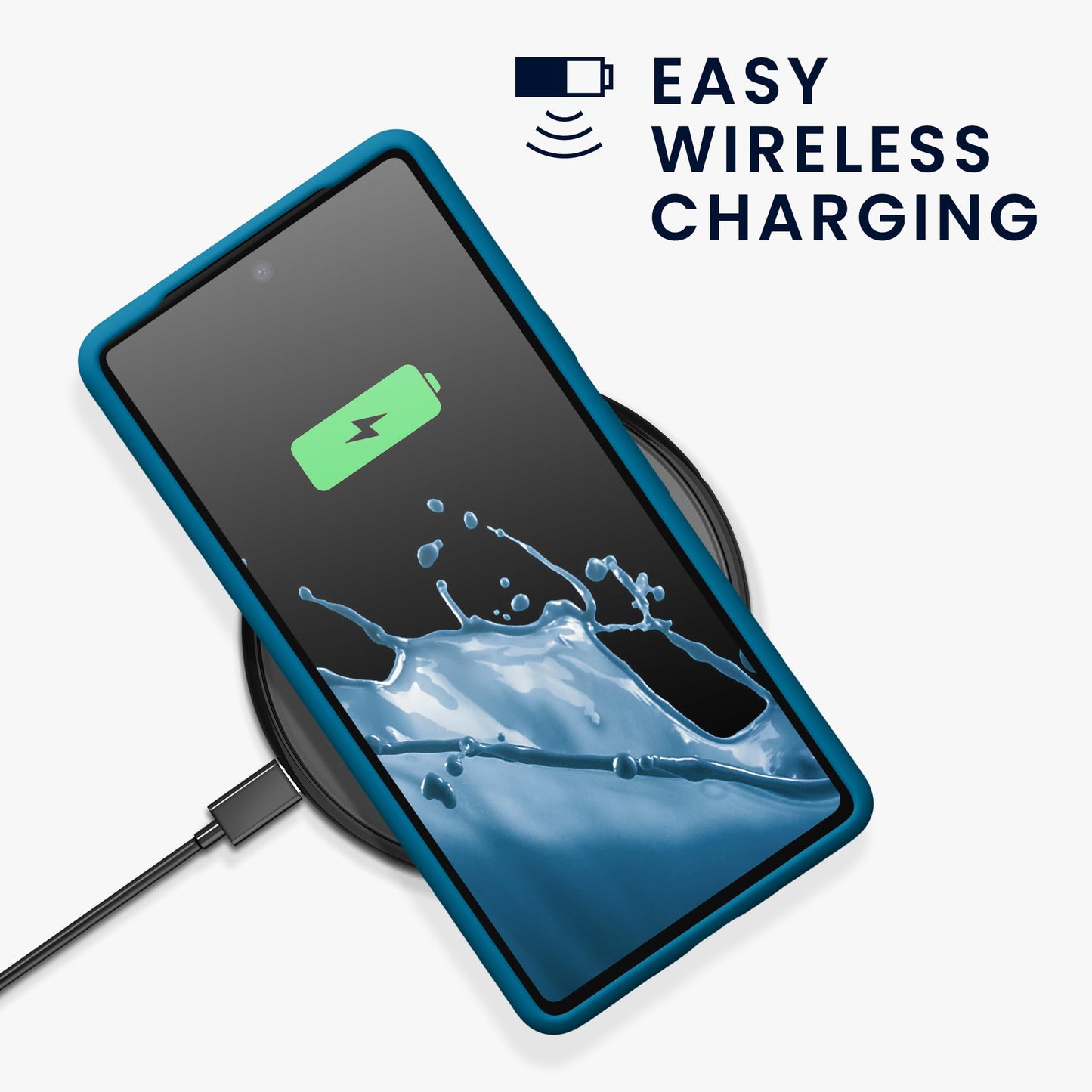 kwmobile Carcasa Compatible con Google Pixel 7a Funda - Case TPU y Silicona antigolpes - Apto Carga inalámbrica - Azul océano