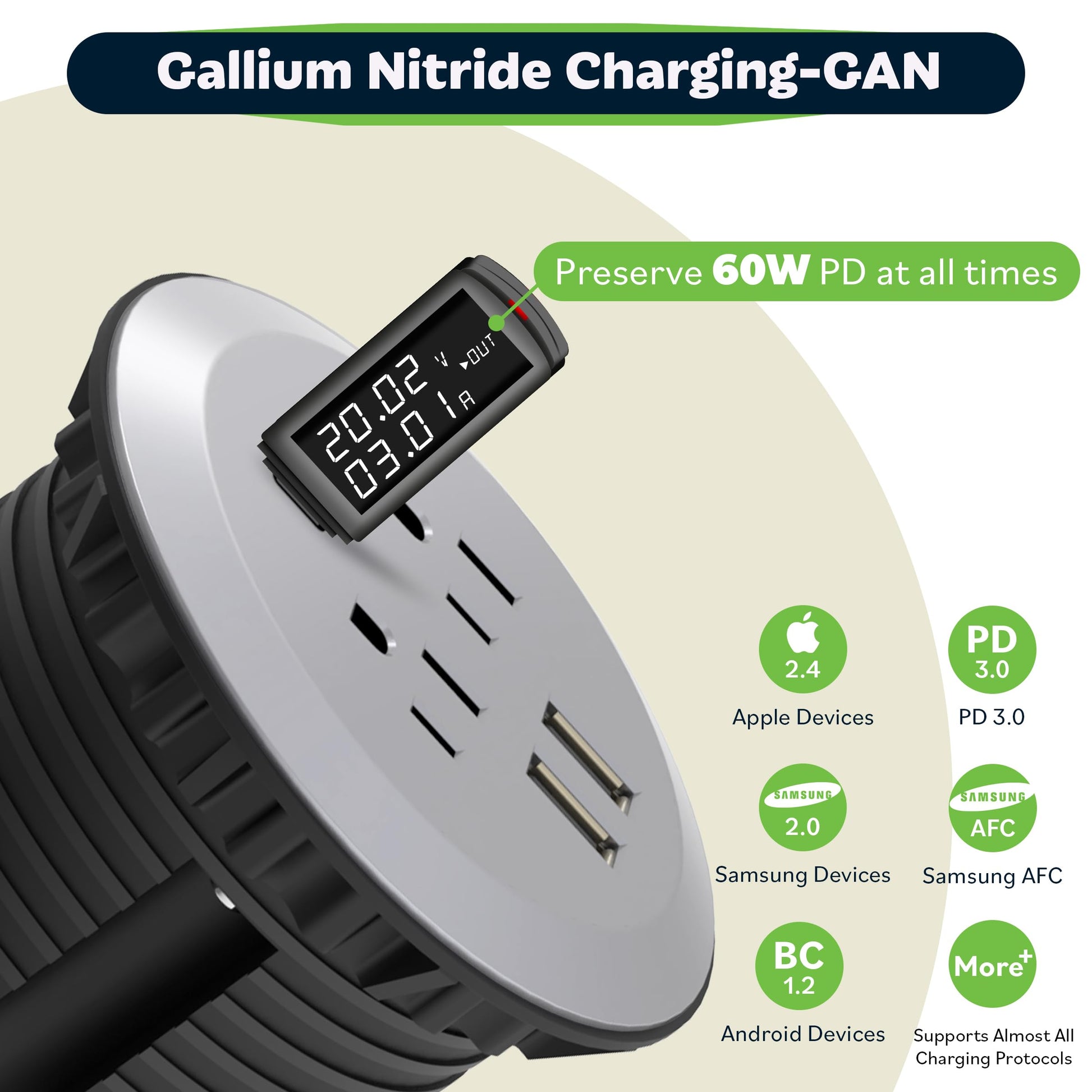 Ojal de Alimentación de Computadora TOPGREENER Gris con PD de 65 W y 1 Puerto USB-C para MacBook