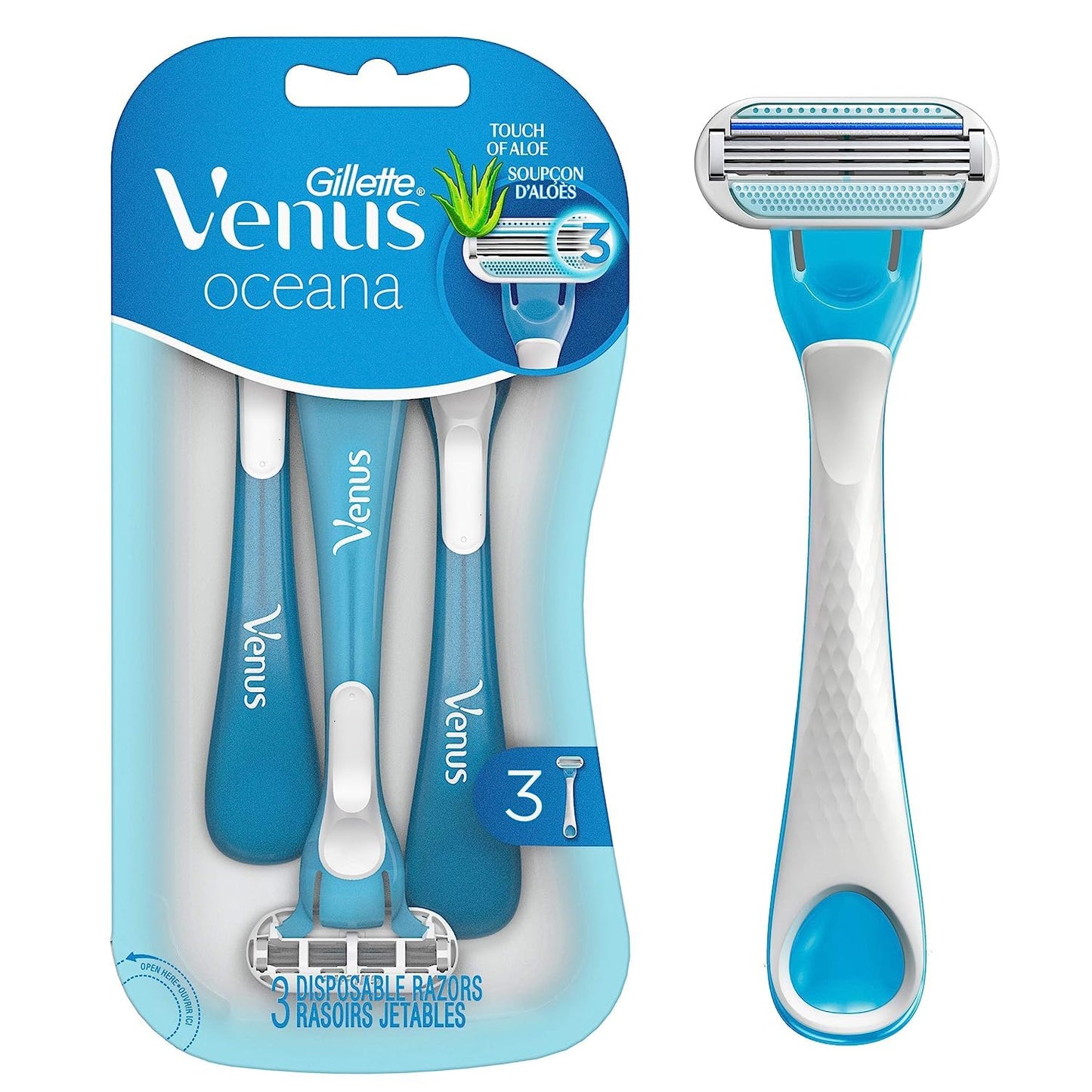 Gillette Venus Oceana Women's Disposable Razors - 3 Pack, Pack of 2 (Colors may vary)