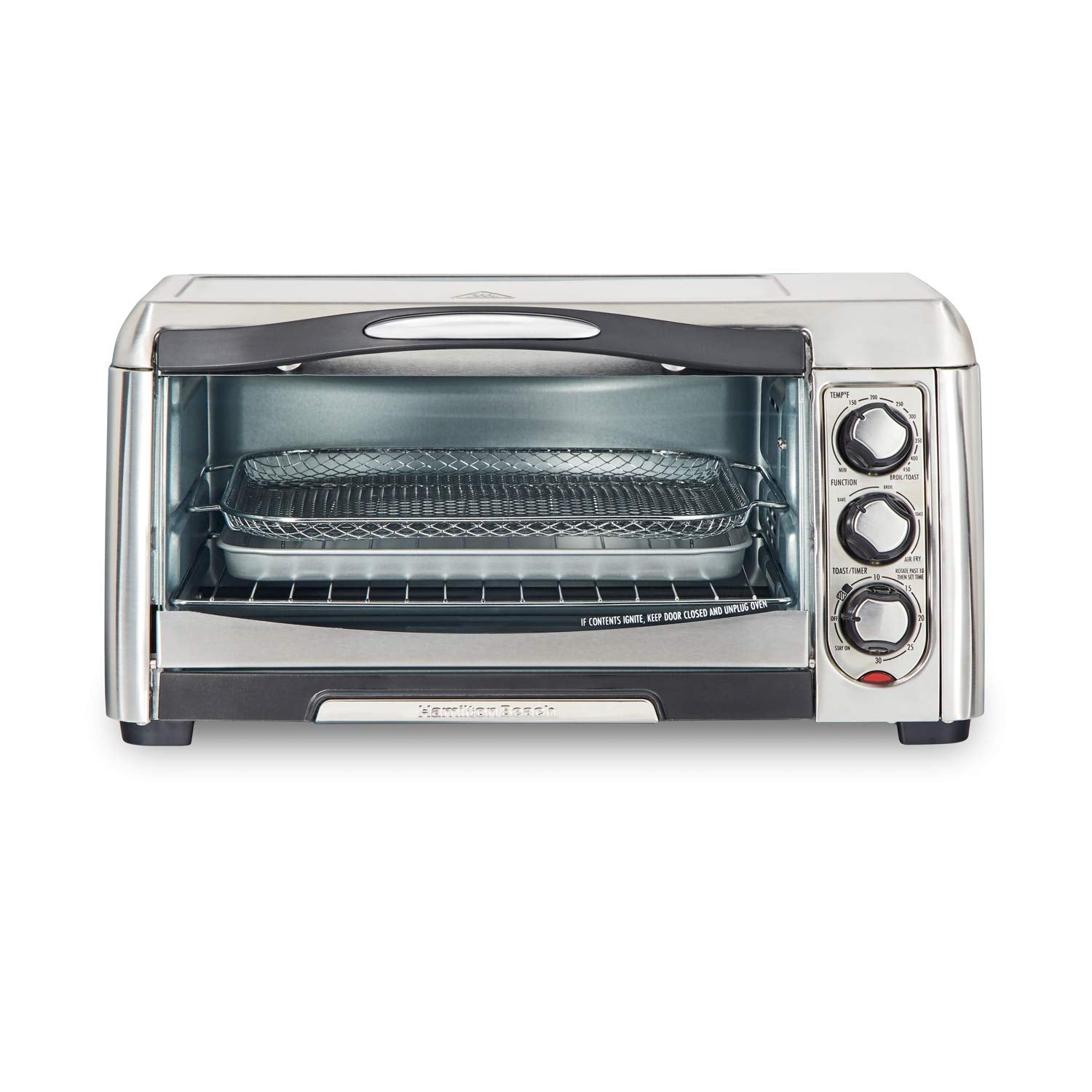 Hamilton Beach Horno Tostador con Freidora de Aire, 6 Rebanadas, Acero Inoxidable (31323)
