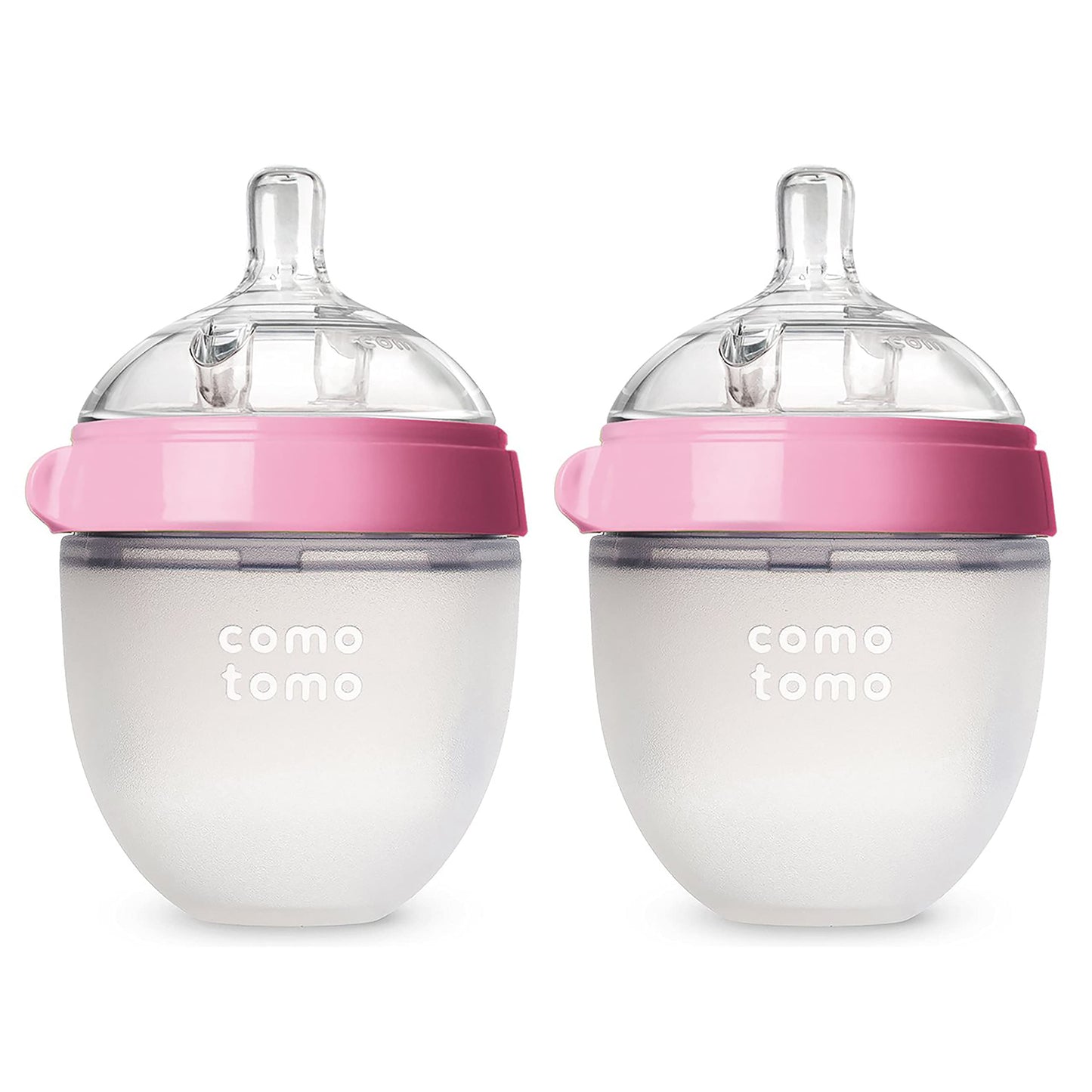 Comotomo Set de 2 Biberones de Silicona de 250 Ml, Anillo Rosa