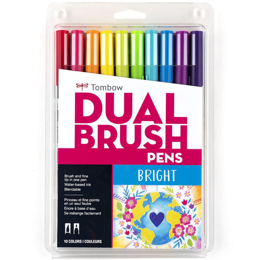 Rotuladores Artísticos Tombow Brillantes Doble Pincel Paquete de 10