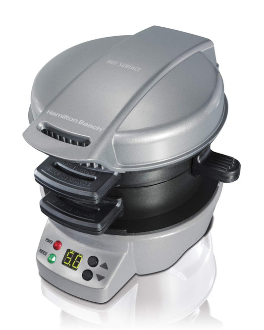 Hamilton Beach 25475 Sandwichera para desayuno, gris, Plateado, Single w/Timer, 1