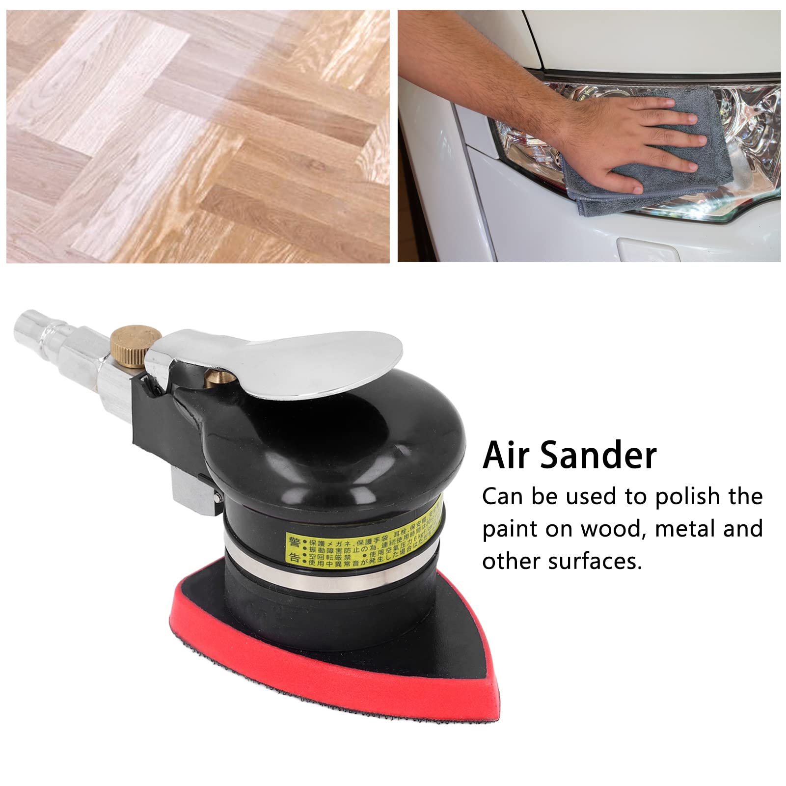 Lijadora de Aire Orbital Aleatoria, Amoladora Neumática Triangular, Mini Pulidora de Mano, Lijadoras Neumáticas de Palma para Madera, Compuestos, Metal, Trabajos de Carrocería