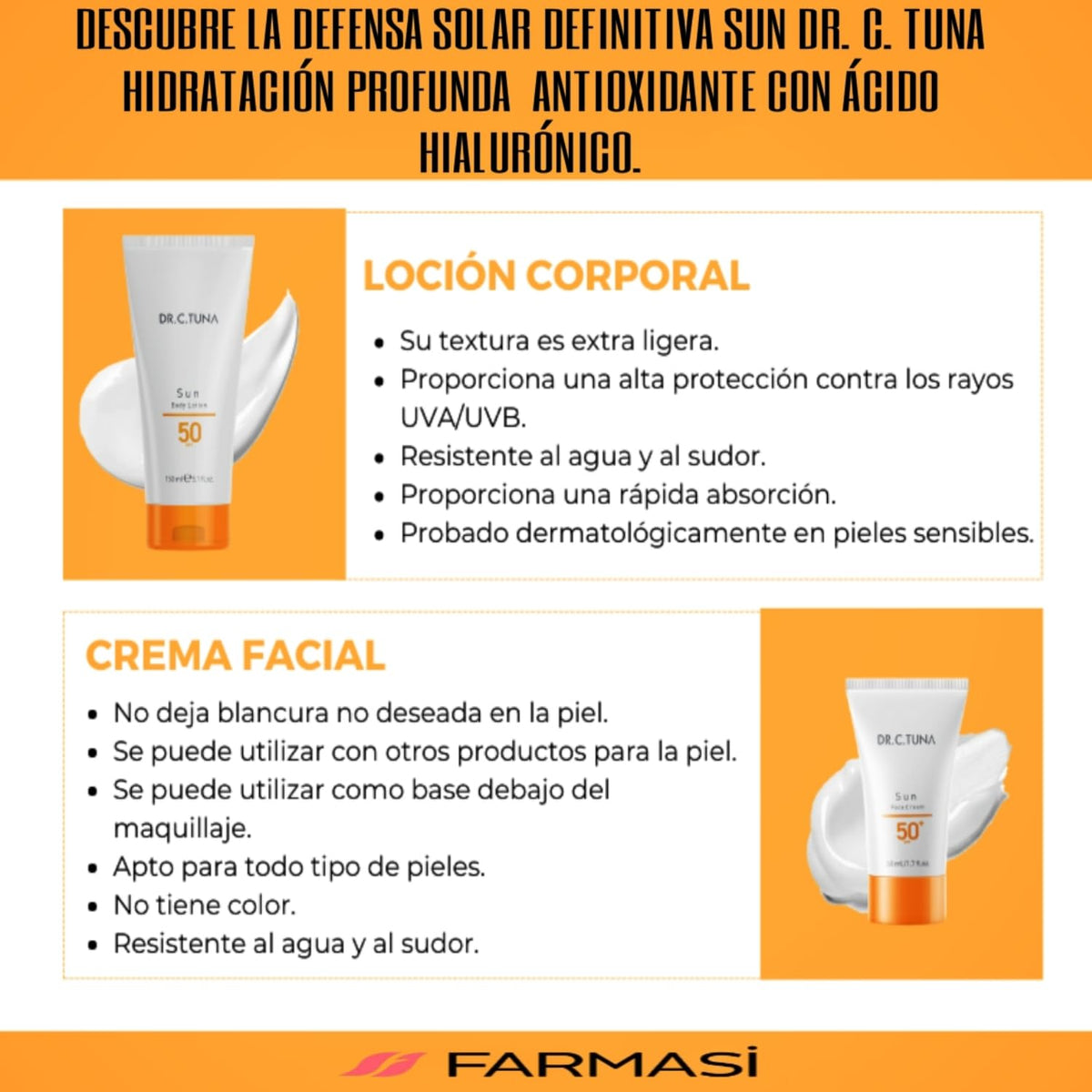 Loción Corporal Dr. C. Tuna SPF 50 Farmasi 150 ml