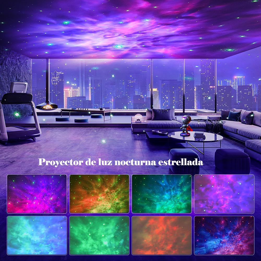 Proyector Led de Luz Nocturna Astronauta Estrellada con Nebulosa y Control Remoto