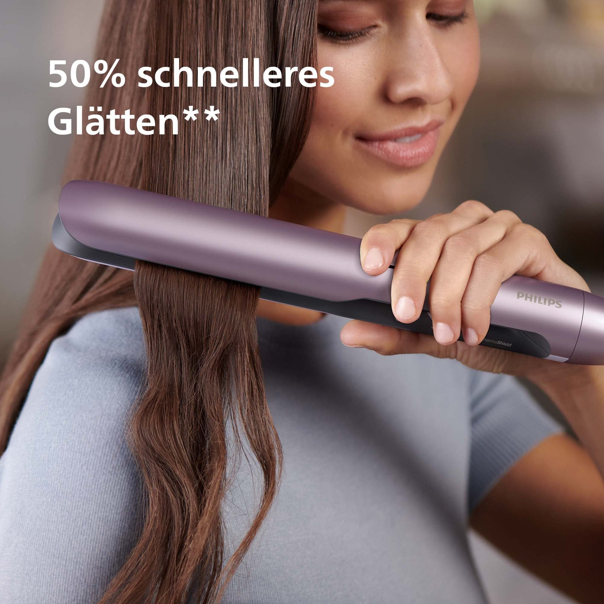 Plancha Philips Serie 5000 Rosa Claro Metálico Acero Inoxidable
