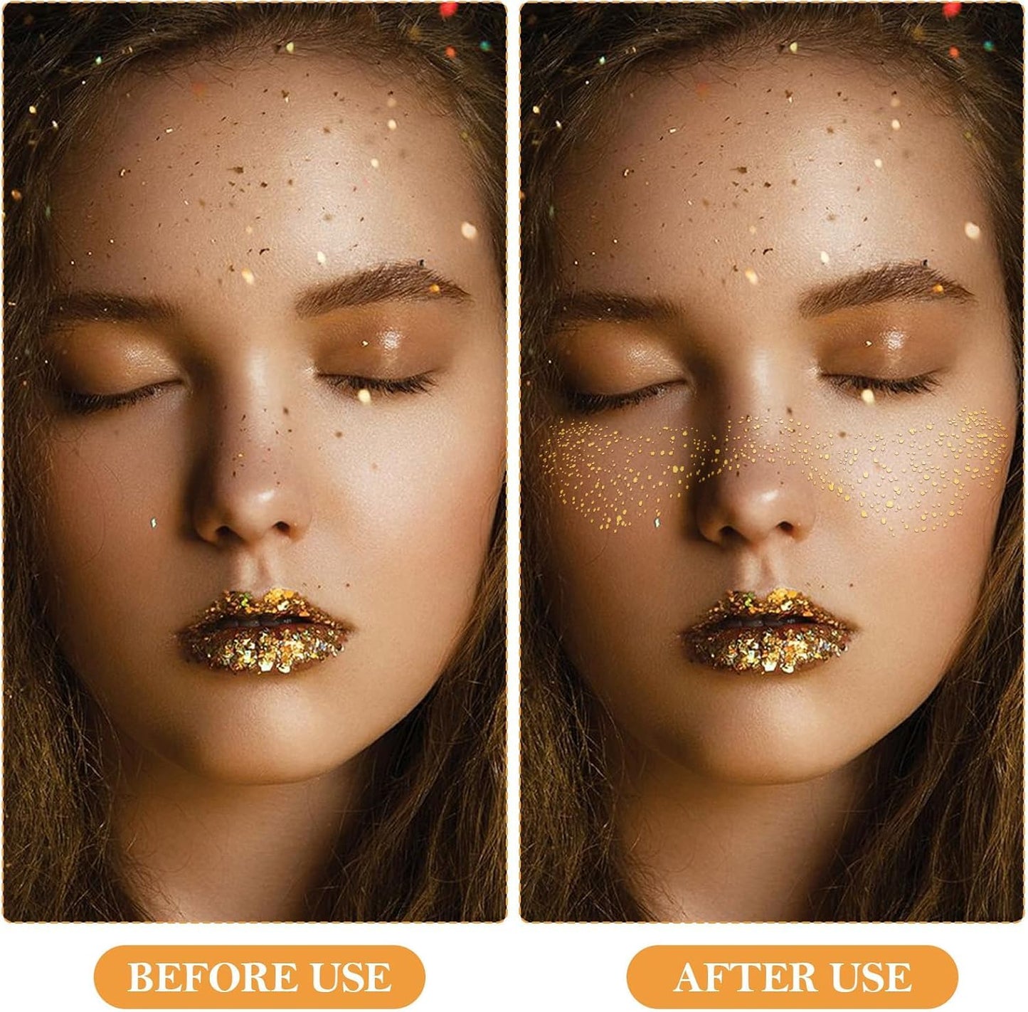 Glitter Pecas Cara Tatuaje, Tatuajes Temporales Pecas de Glitter para la Cara, 6pcs Gold Sparkle Pecas, Cara Glitter Parches de Maquillaje