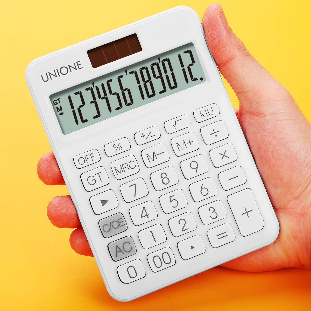 Calculadora UNIONE Azul con LCD Brillante y Doble Alimentación para Negocios, Oficina y Escuela