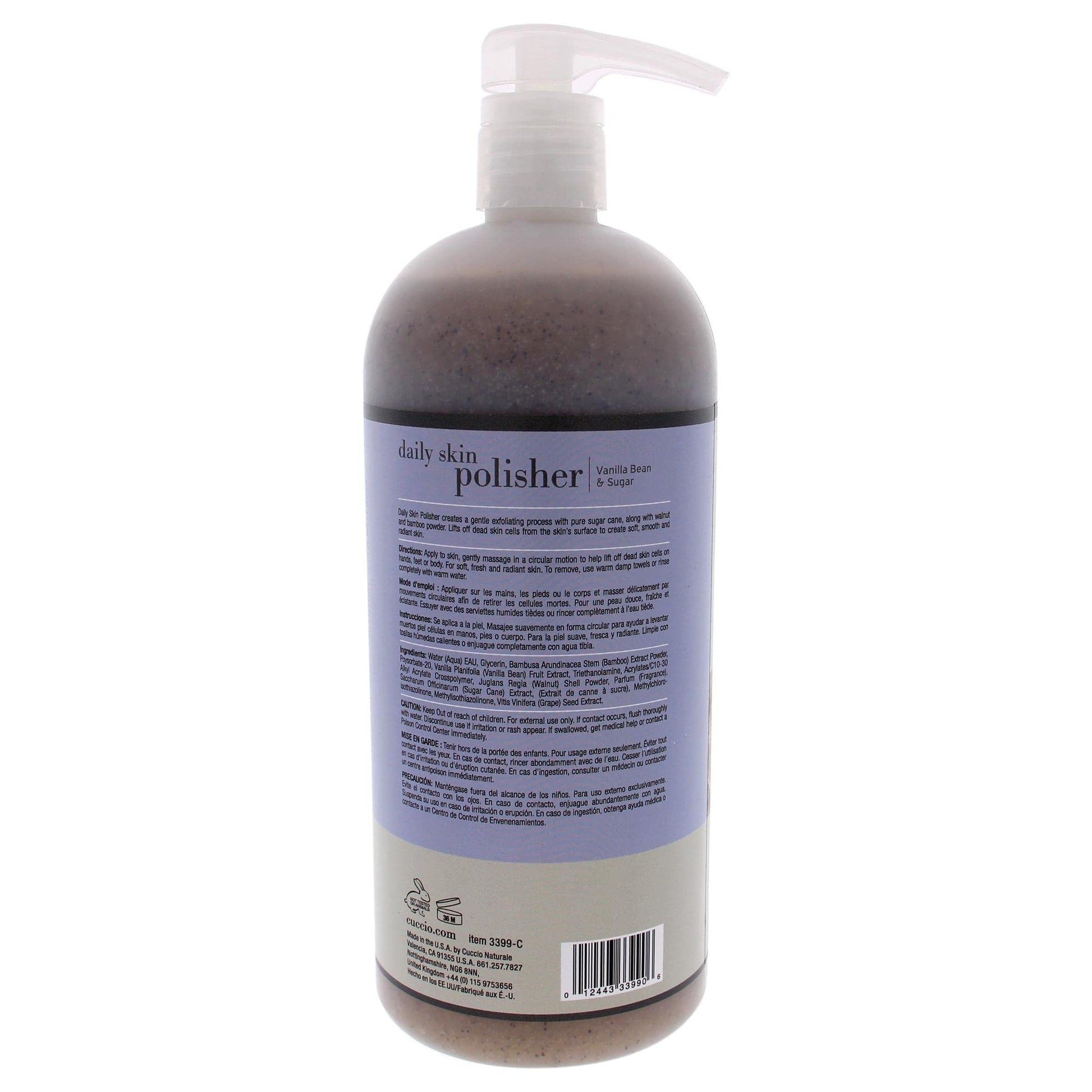 Cuccio Naturale Daily Skin Body Polisher - Soothes And Softens - Gentle Exfoliation Process - Lifts Dead Cells From Surface - Smooth And Radiant Results - Vanilla Bean And Sugar - 946 ML Scrub