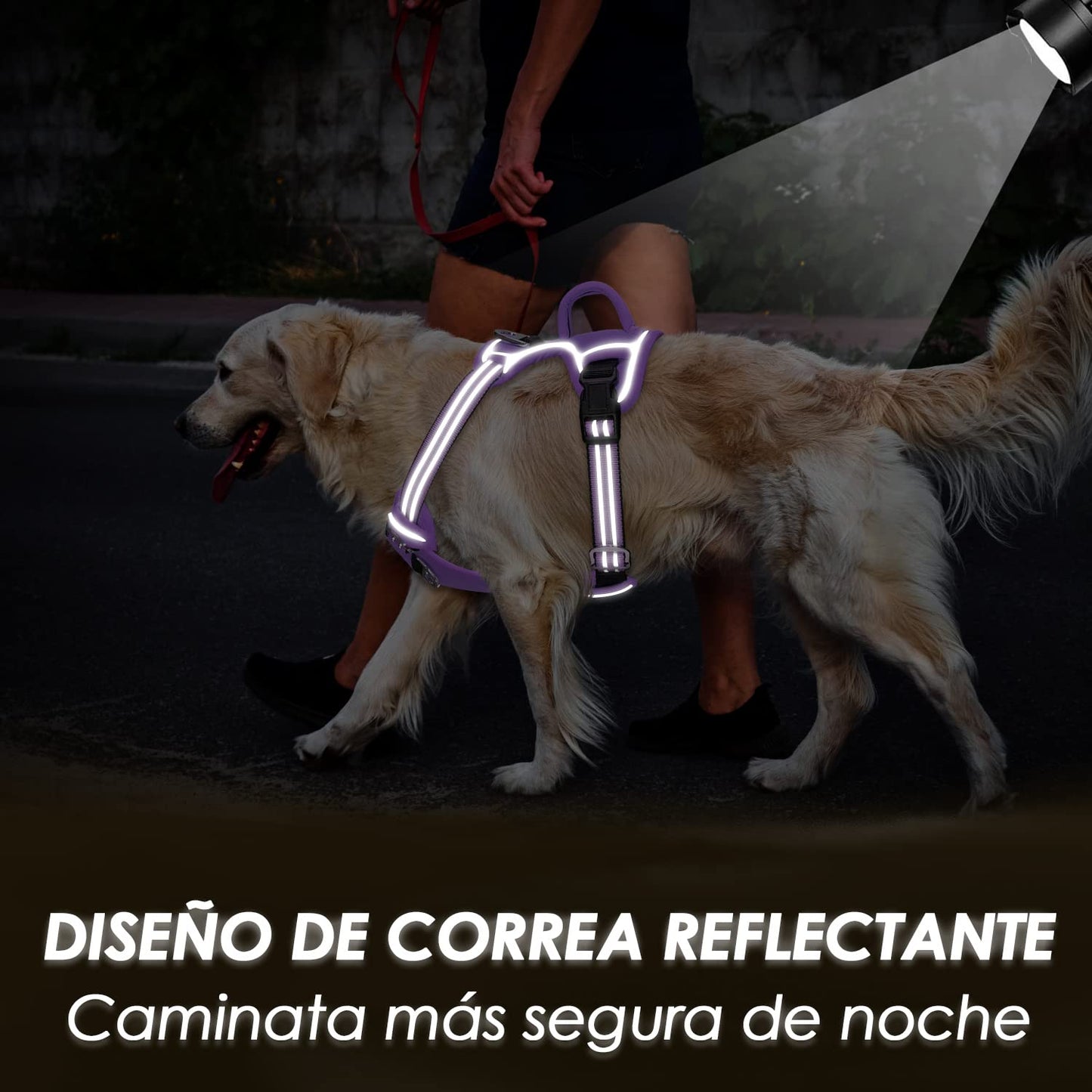 Arnés de Perros SlowTon Púrpura Reflectante Transpirable Ajustable Anti Tirones para Entrenamiento (XL)