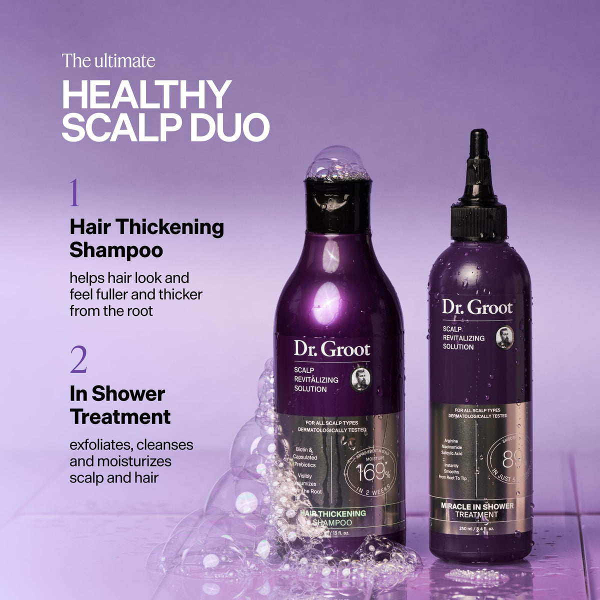 Dr. Groot Scalp Revitalizing Solution Hair Thickening Shampoo | With Biotin and Prebiotics | Clinically Proven to Help Visibly Volumize Thin, Damaged or Dry Hair | 385 ml/13 fl. oz.