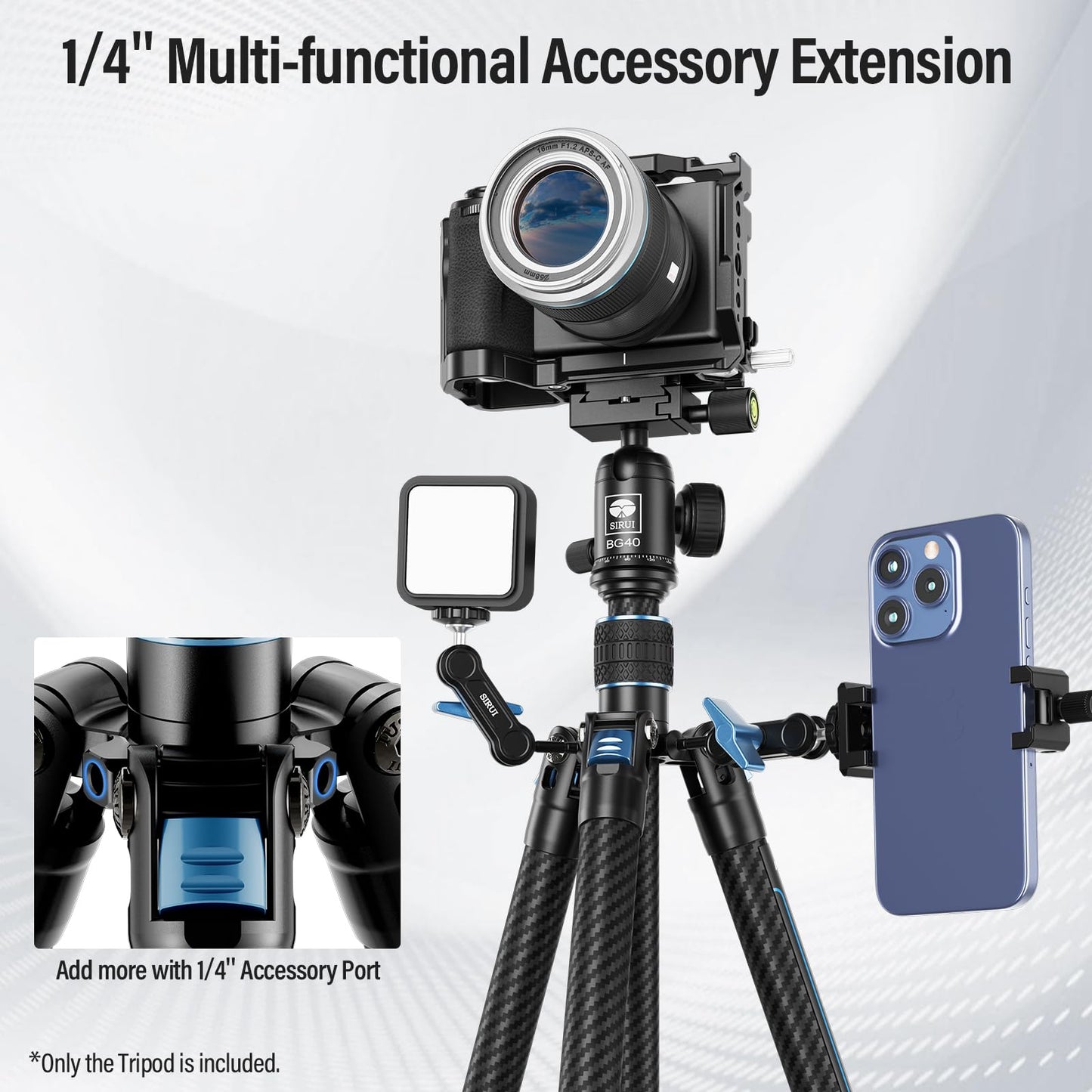 Trípode de Cámara SIRUI Fibra de Carbono 60" Cabeza de Bola 360° Traveler X-III Viaje Compacto