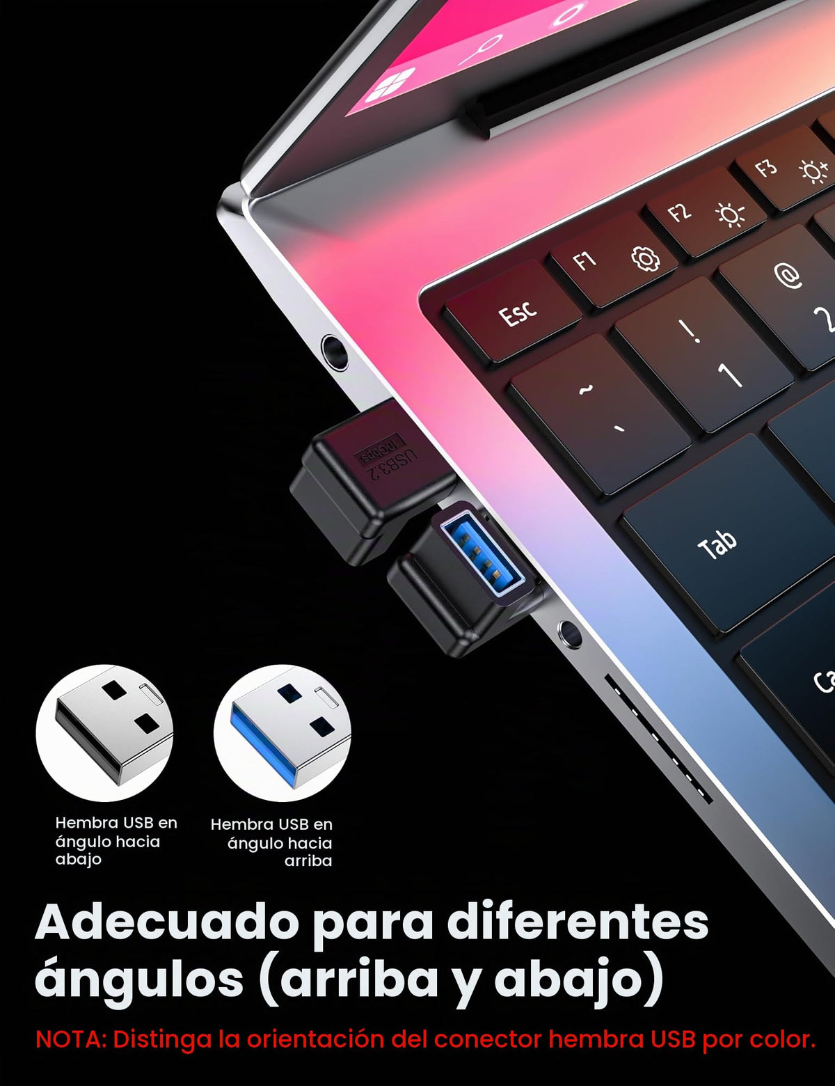Adaptador USB 3.1 Mogood 90 Grados Ascendente y Descendente 10 Gbps