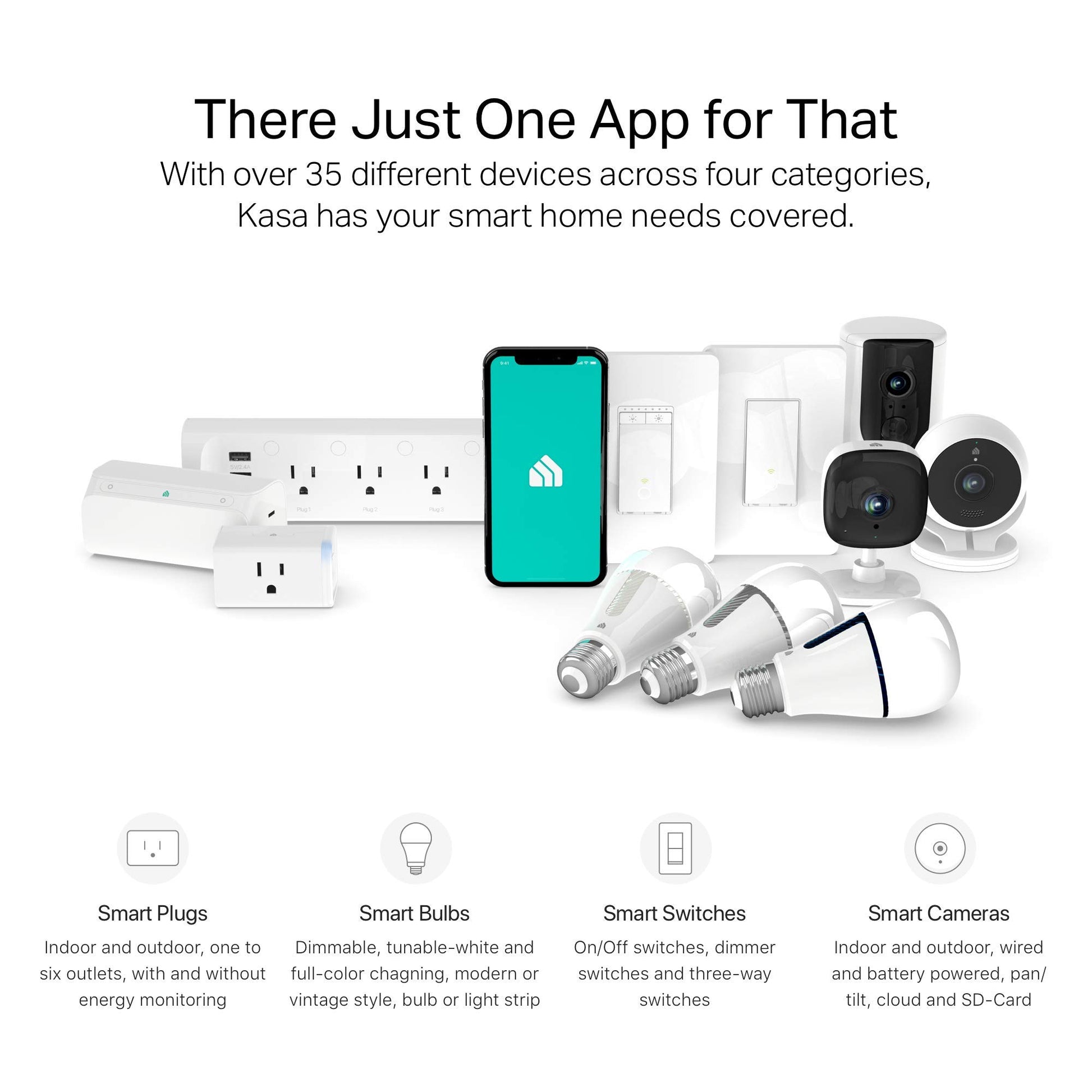 Kasa Smart Enchufe KP303, Protector de sobretensiones con 3 Tomas Inteligentes controladas Individualmente y 2 Puertos USB, Funciona con Alexa y Google Home, no Requiere concentrador, Color Blanco
