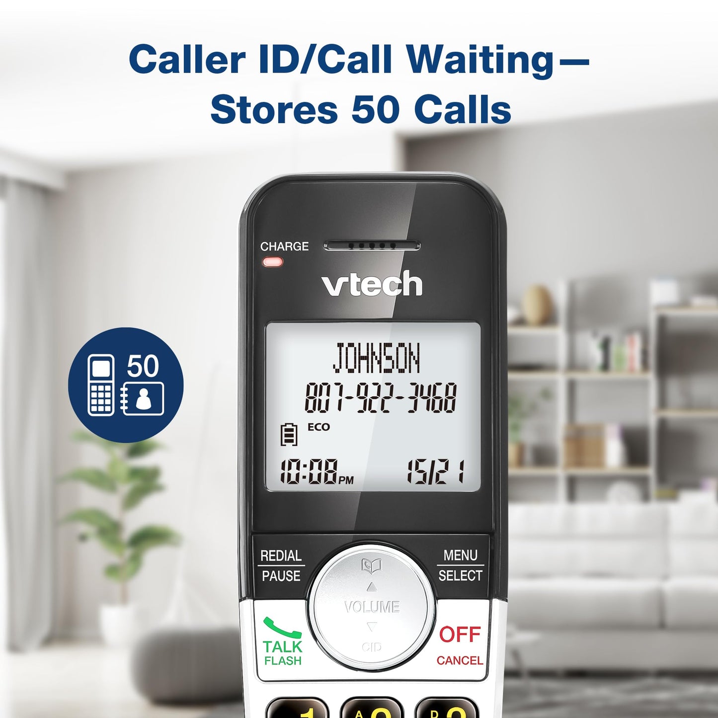 VTech - Teléfono inalámbrico con visualización Grande y Botones Grandes, DECT 6.0 con identificador de Llamadas/Llamada en Espera, Altavoz dúplex Completo, Modo Eco, último remarcado de 10 números,