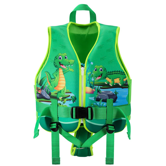Chaleco de Natación Jurmickey Dinosaurio con Correa de Seguridad Ajustable para Niños de 2 a 9 Años