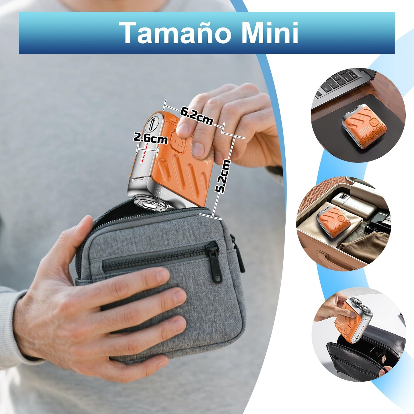 VOYANTX Mini Afeitadora Eléctrica, Diseño de Bolsillo, Portátil, Naranja