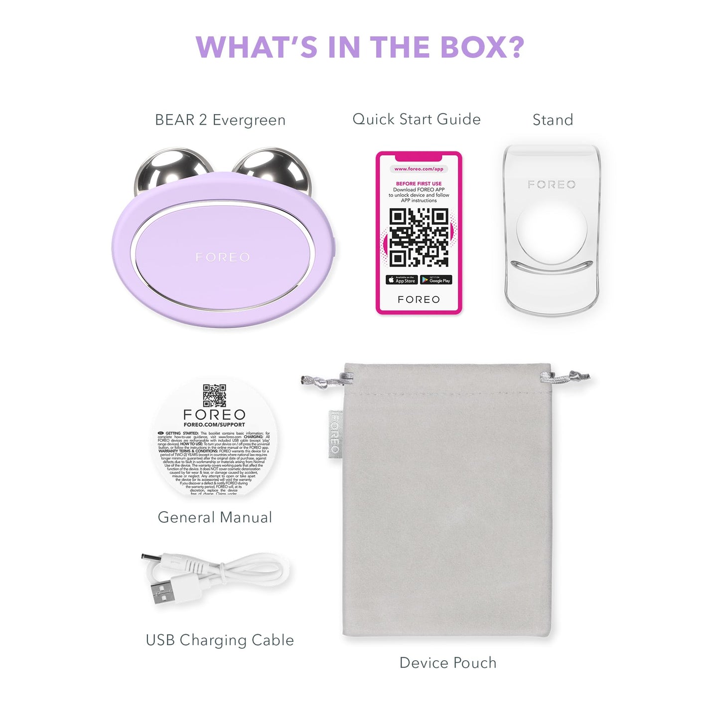 FOREO BEAR 2 - Masajeador facial electrico de microcorrientes - Radiofrecuencia facial para cuidado de la piel - Belleza reafirmante Lavander