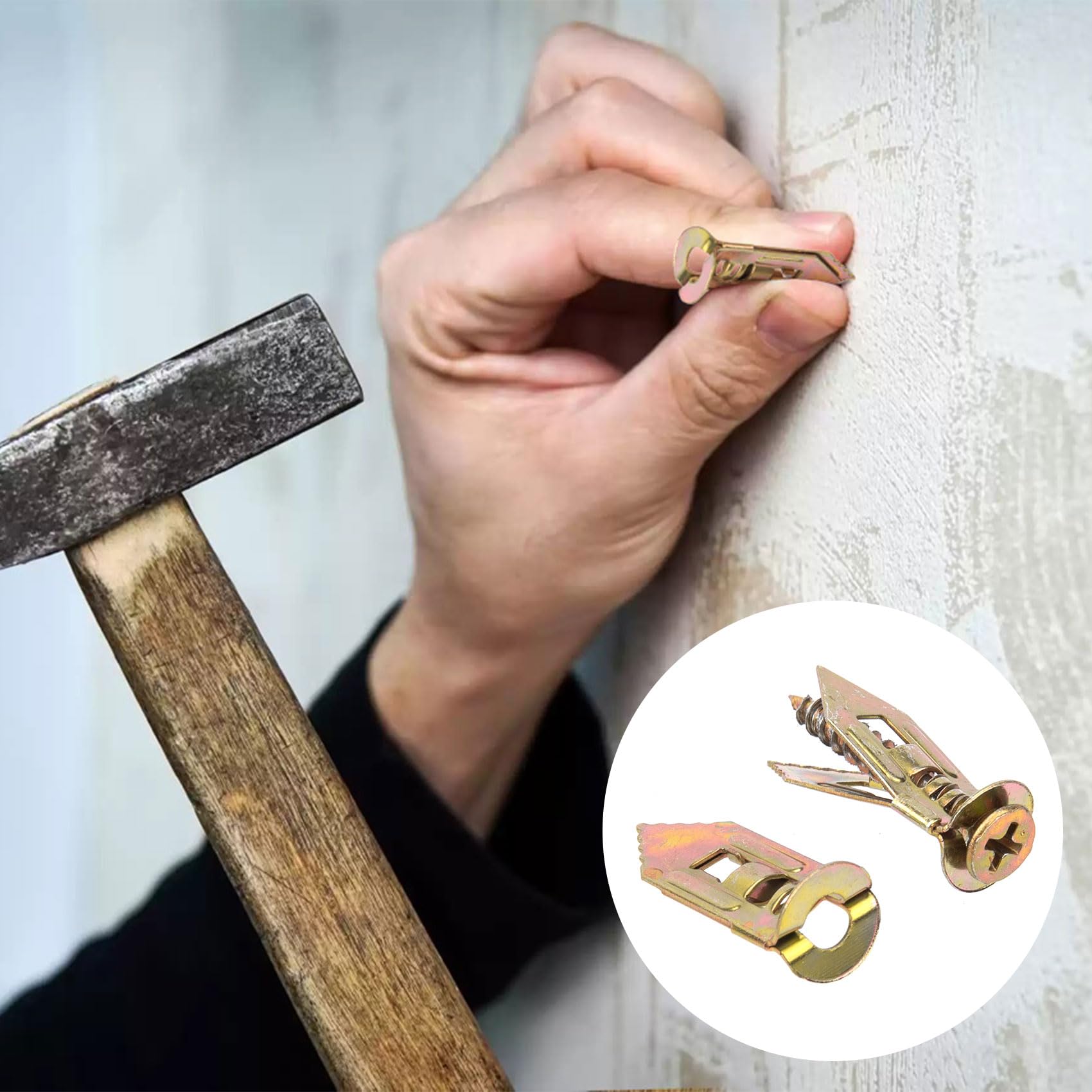 PAGOW 80 anclajes autoperforantes, anclajes y tornillos resistentes, kit de anclajes de tornillo de metal, sin taladro y agujeros en la pared, 4 tamaños
