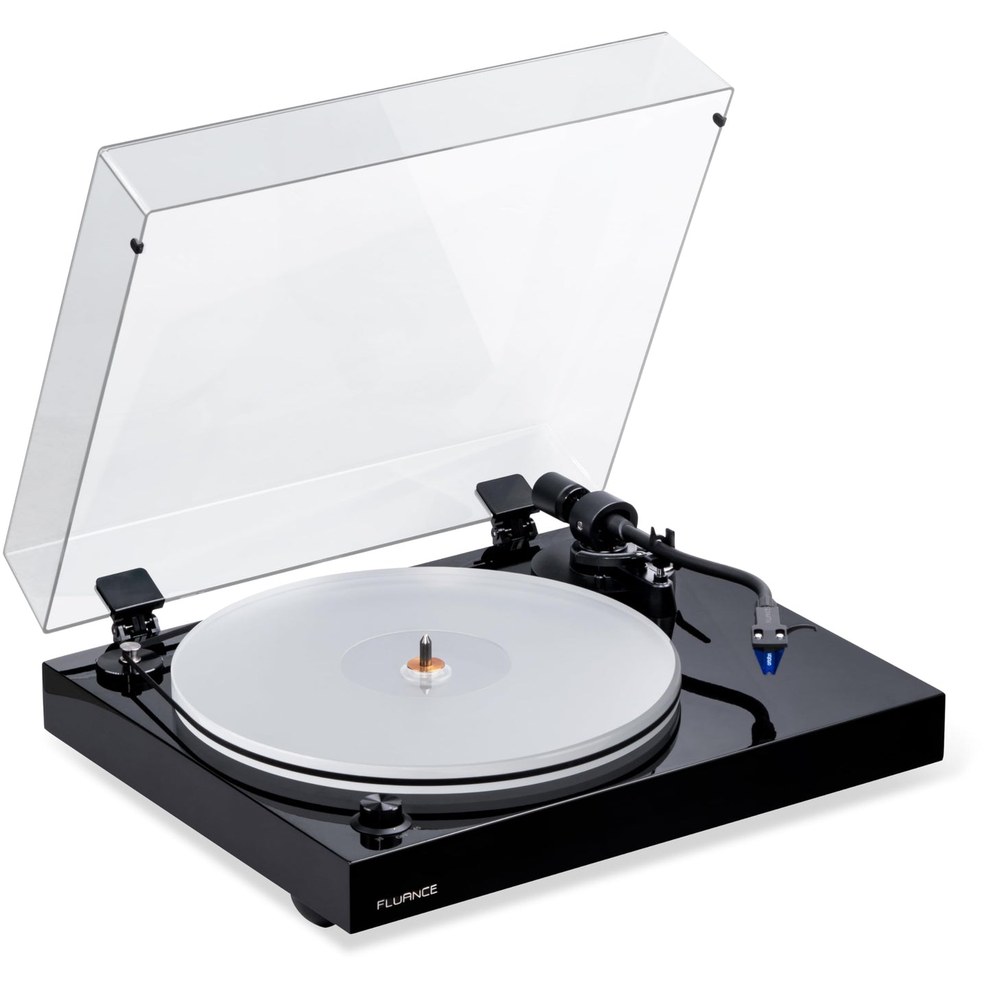 Fluance RT85 Reference High Fidelity Vinyl Turntable Record Player with Ortofon 2M Blue Cartridge, Acrylic Platter, Speed Control Motor, Solid Wood Plinth, Vibration Isolation Feet - Piano Black