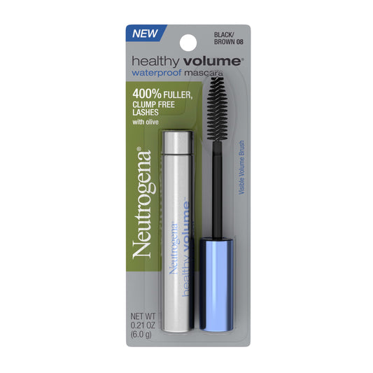 Neutrogena Healthy Volume Waterproof Mascara, Black/Brown 08, .21 Oz. (Pack of 2)