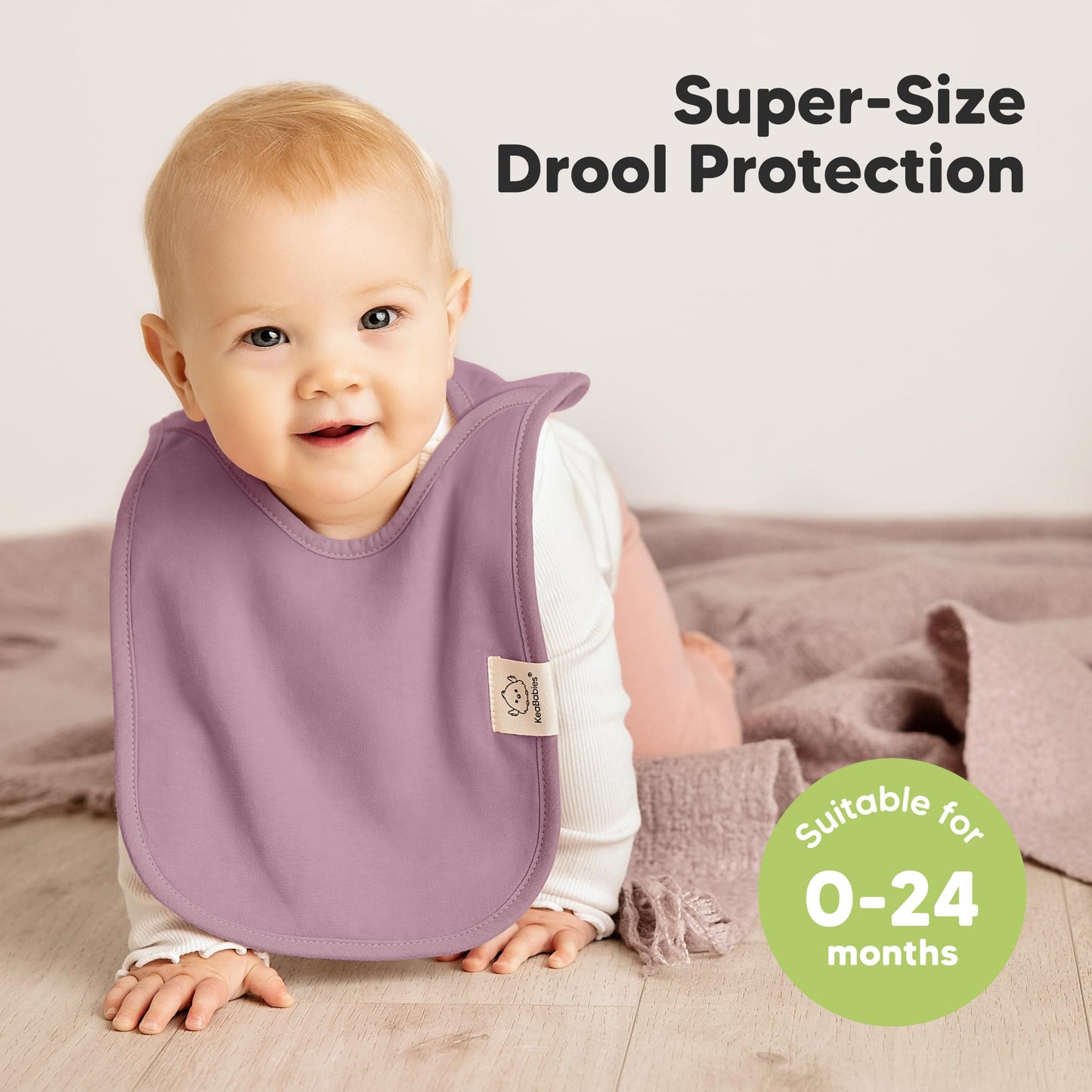 KeaBabies - Paquete de 8 baberos para bebés para niños y niñas, baberos sin botones para la dentición, bebé niña y niño pequeño, recién nacido, suave y absorbente, colores bonitos, cobertura grande