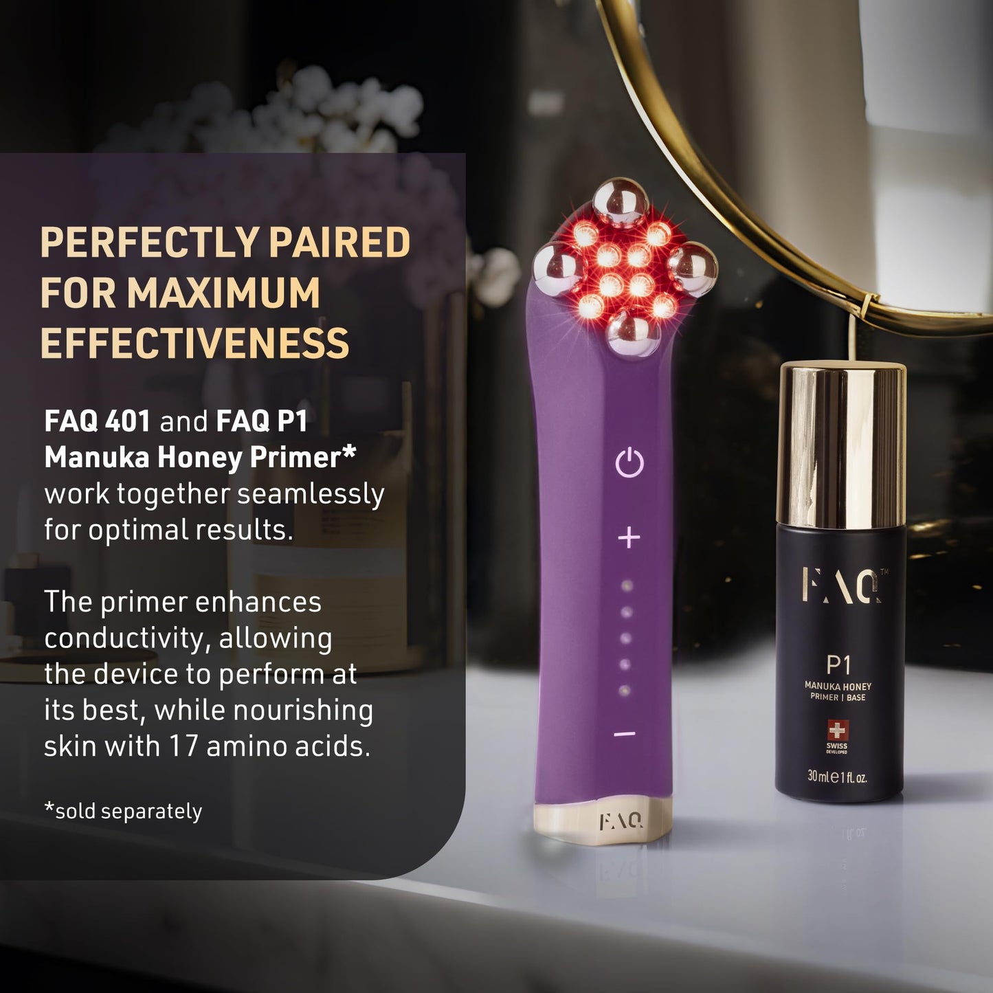 FAQ 401 Dispositivo de Lifting Facial con Doble Microcorriente y Luces LED - Masajeador Facial con Luz Roja, Azul para Drenaje Linfático, Contorno de Ojos y Reafirmación