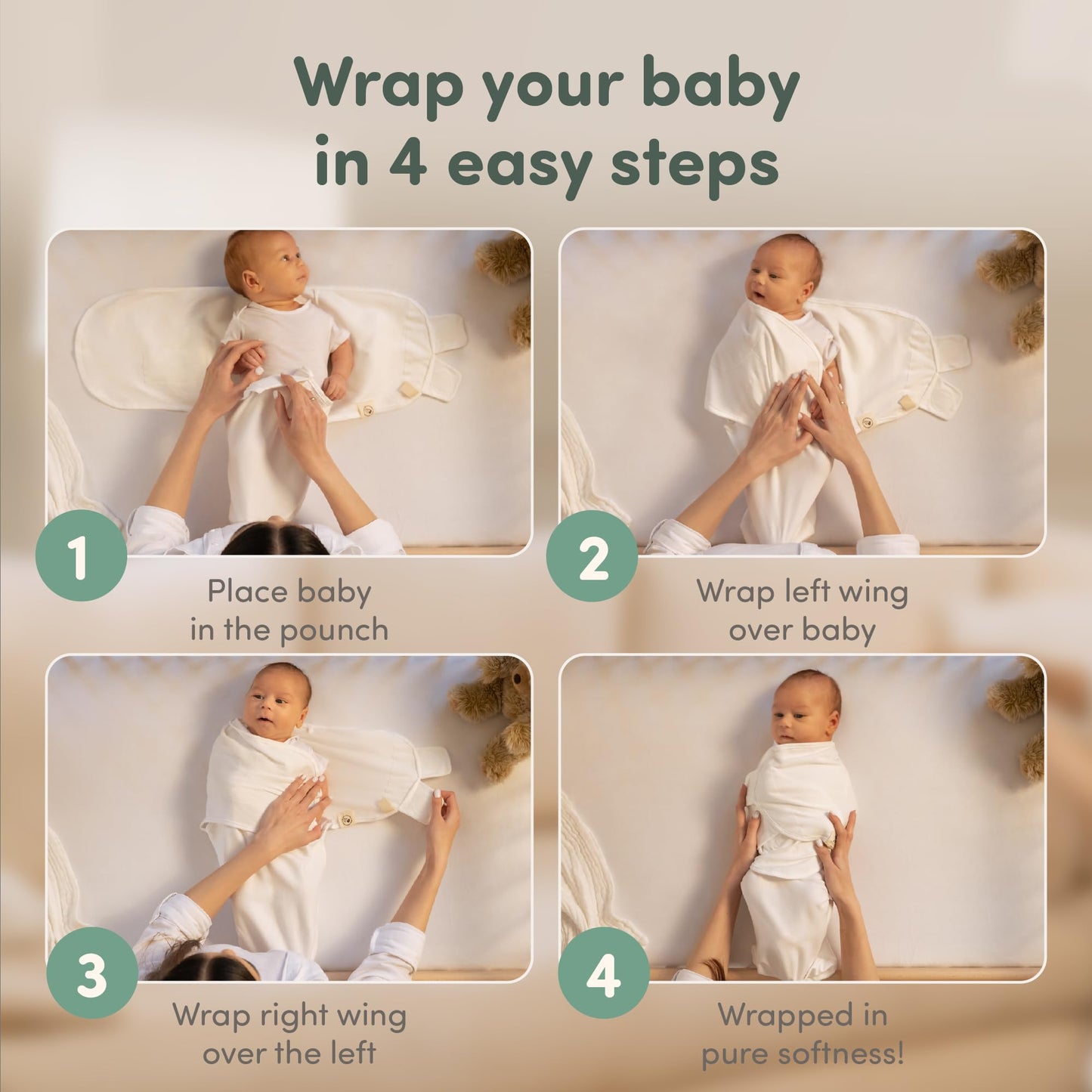Sweety Fox - Paquete de 3 pañales orgánicos para bebés – pañales para recién nacidos, bebés de 0 a 3 meses, bebés, niños, mantas suaves y cómodas para bebés recién nacidos (niebla)