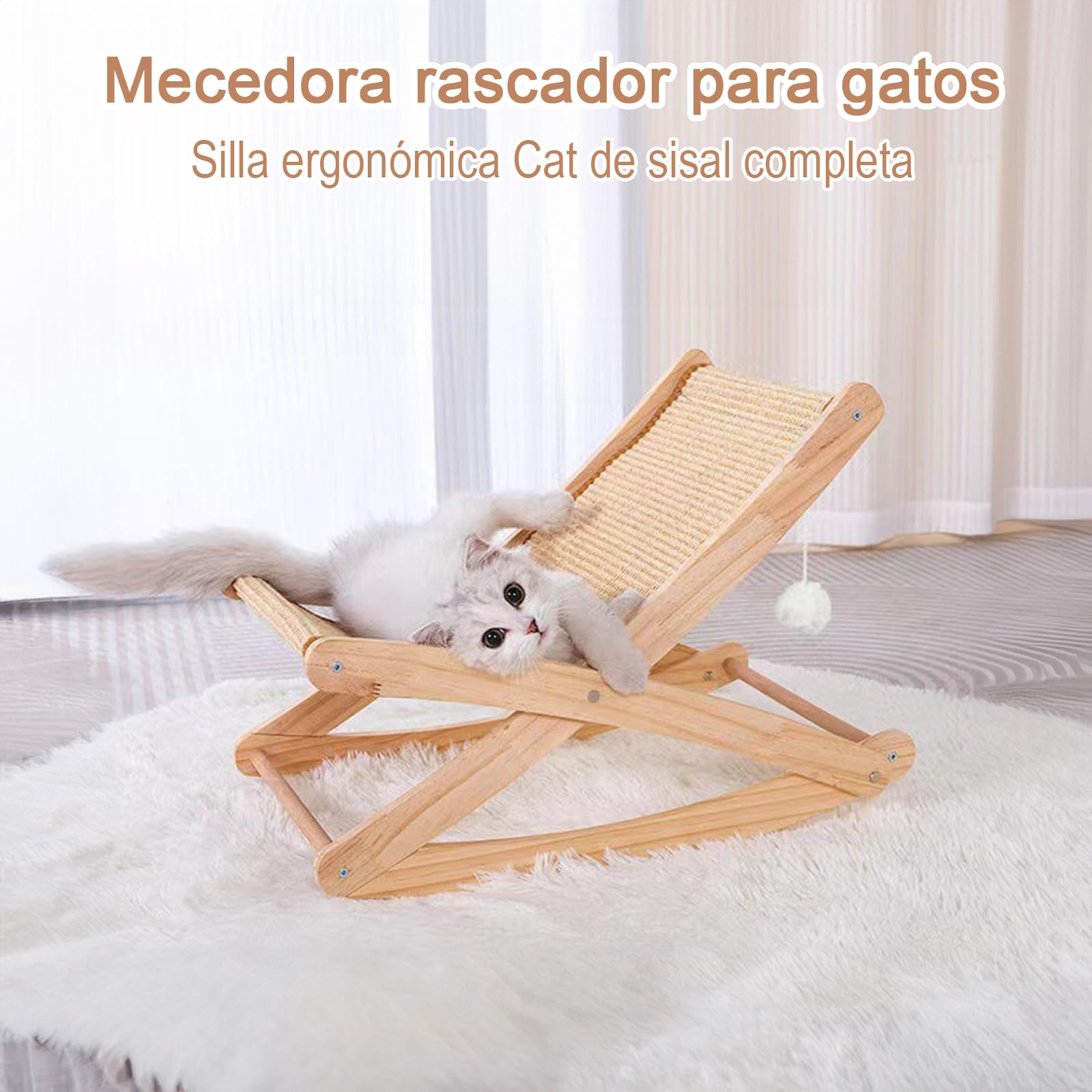 Mecedora MNJKJHL sisal con Rascador y Pelota para Gato