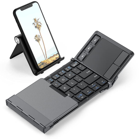 Teclado Plegable iClever Negro Inalámbrico con Touchpad y Conexión Múltiple