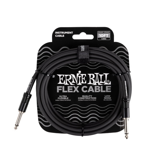 Ernie Ball Flex Cable para instrumentos, recto/recto, 6.1m - negro