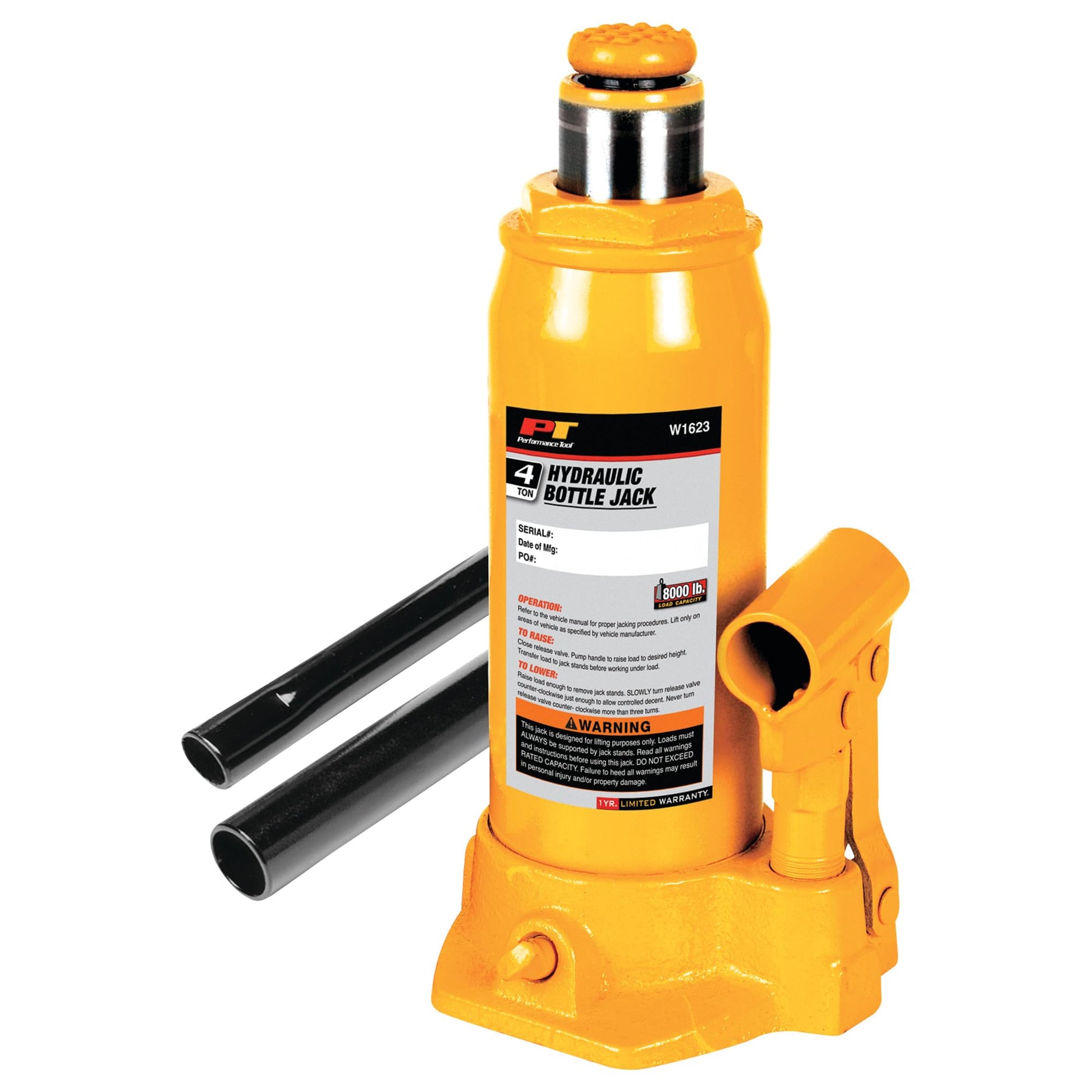 Performance Tool W1623 Gato hidráulico de alta resistencia de 4 toneladas (8 libras)