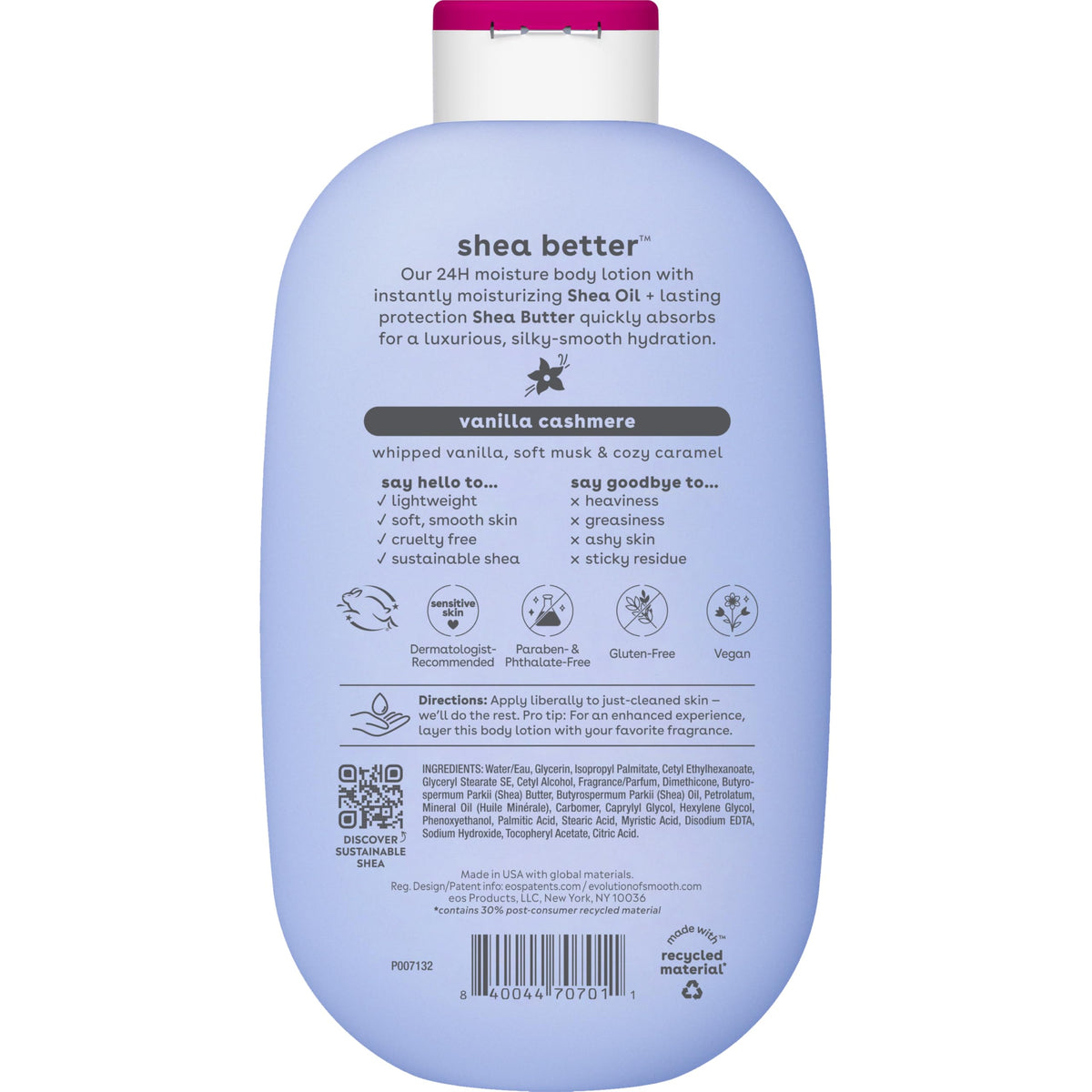 EOS Eos Shea Better Body Lotion – Vanilla Cashmere | 16 oz | Vainilla Cachemira, 16 onzas