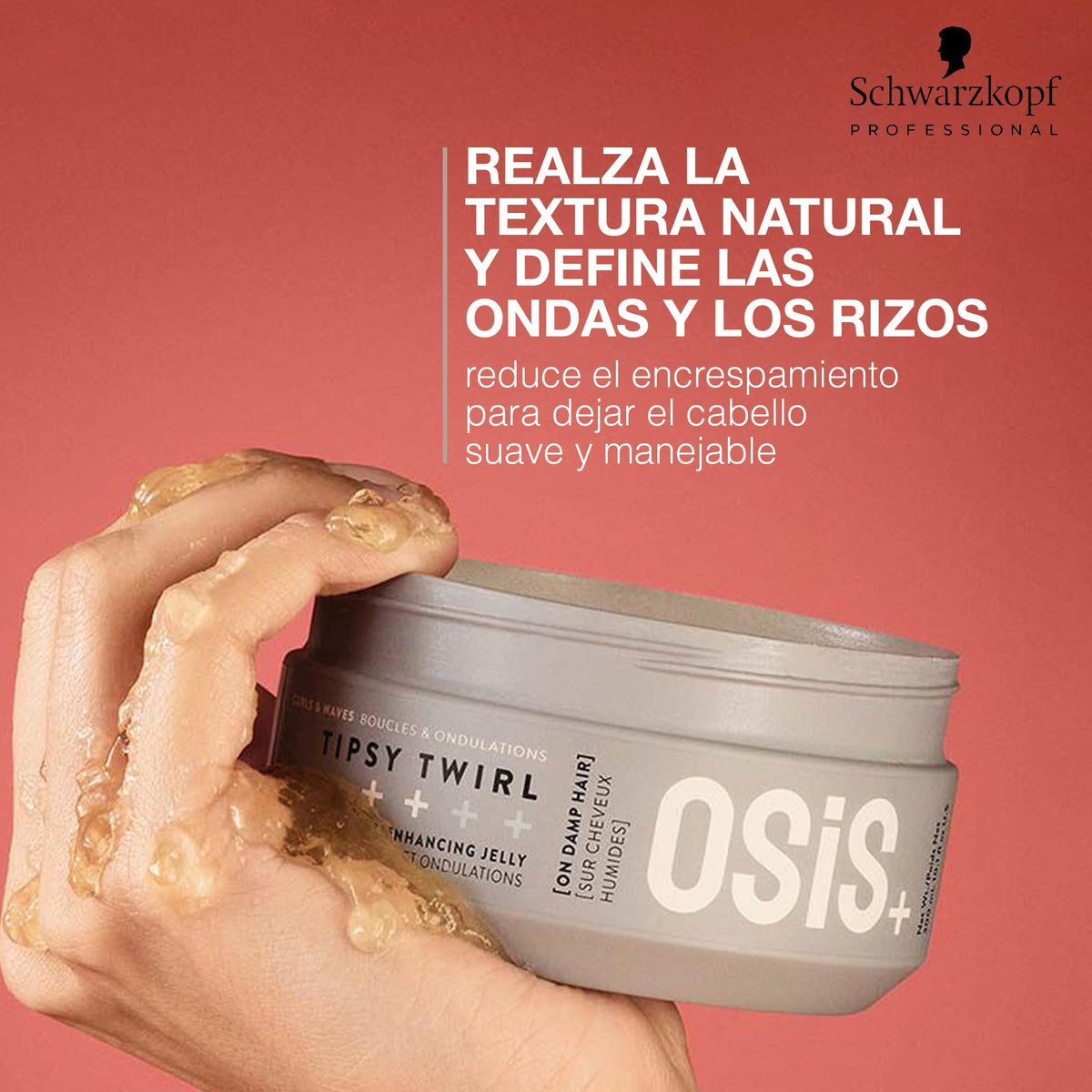 OSIS - Tipsy Twirl Gelatina de Rizos 300 ml, Reduce Encrespamiento, Deja Cabello Suave y Manejable, Realza Textura Natural, Define Ondas y Rizos, Fijación Media, Volumen Ligero, Protege ante Humedad